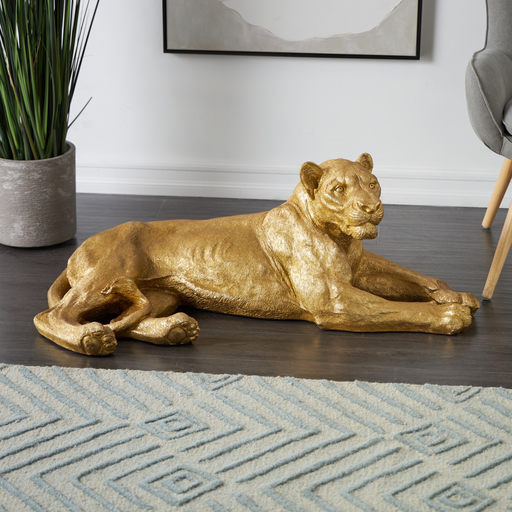 Tiger Gold Resin Laying Decorative Sculpture