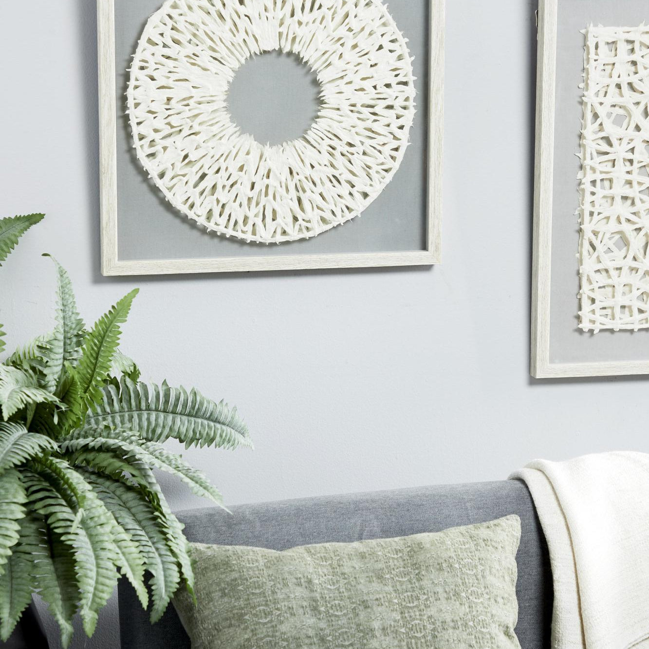 Geometric White Paper Handmade 3D Circle Origami Home Shadow Box with Canvas Backing