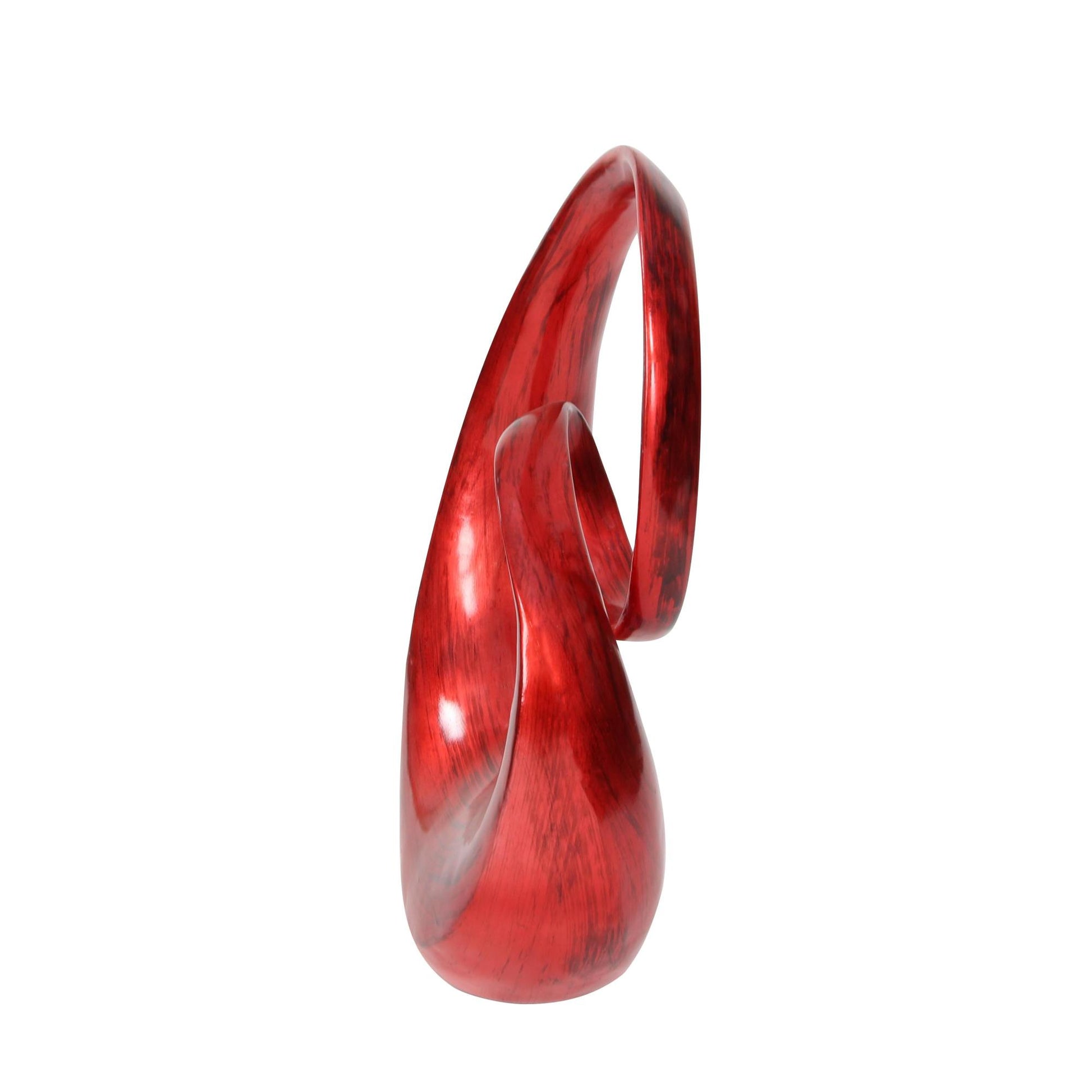 Abstract Red Polystone Swirl Decorative Sculpture