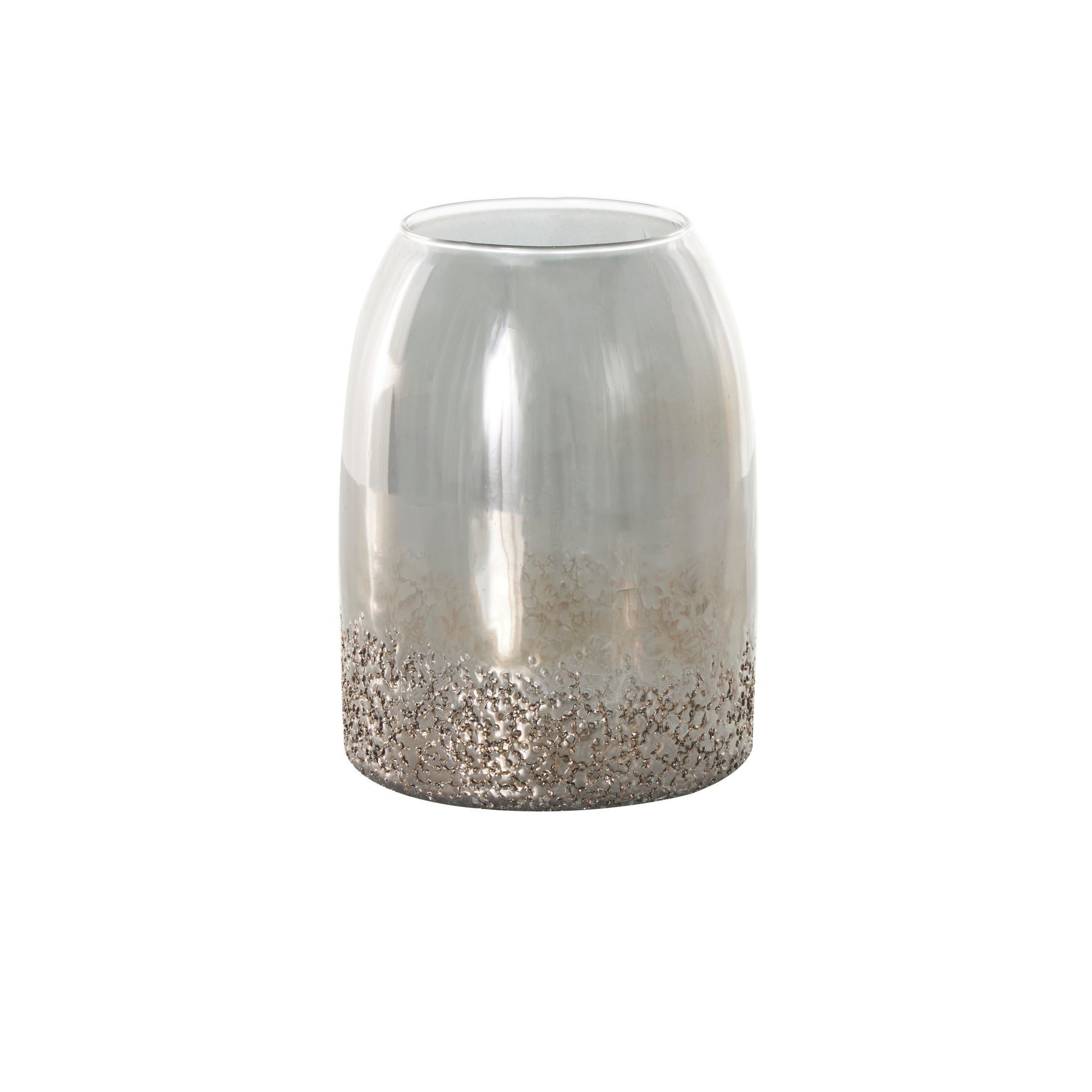 Set of 2 Gray Glass Textured Decorative Vase