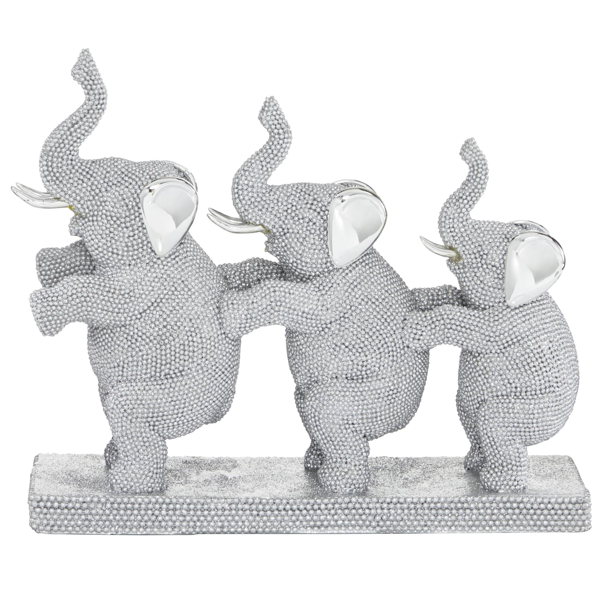 Elephant Silver Polystone Decorative Sculpture