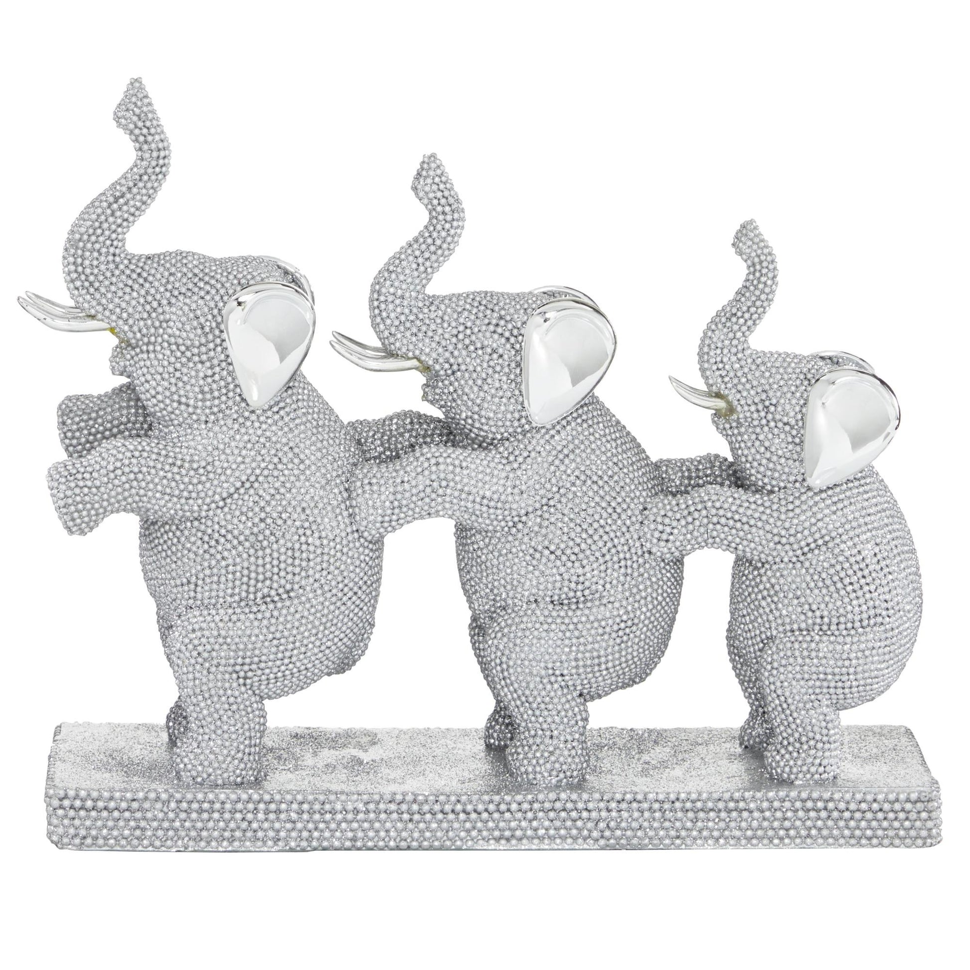 Elephant Silver Polystone Decorative Sculpture
