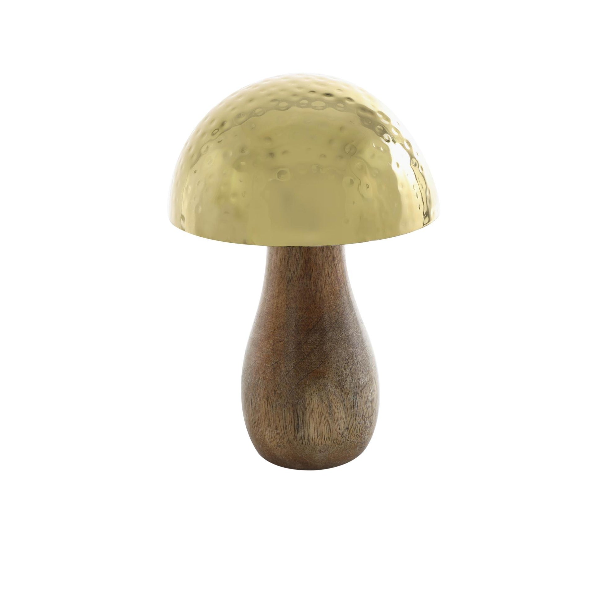 Set of 3 Mushroom Stainless Steel Metal Handmade Hammered Decorative Sculpture with Brown Wood Bases
