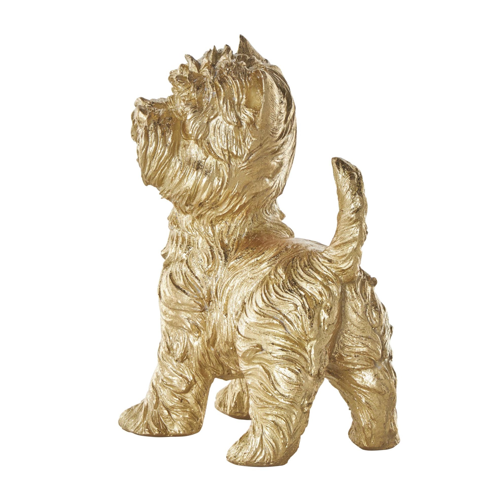 Set of 2 Dog Gold Polystone Sitting and Standing Decorative Sculpture