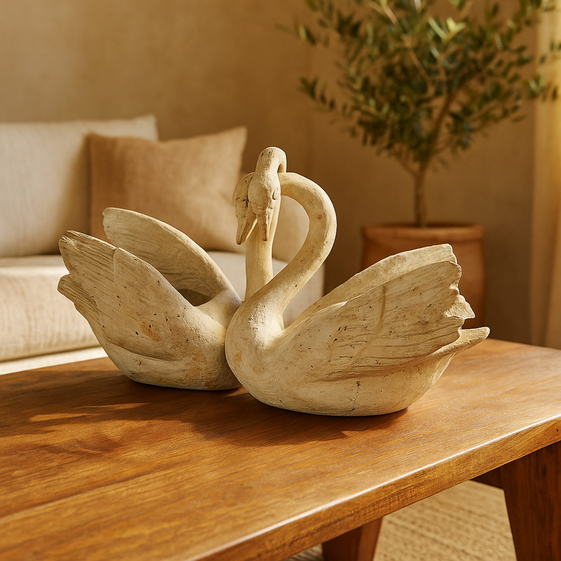 Swan White Magnesium Oxide Indoor Outdoor Planter