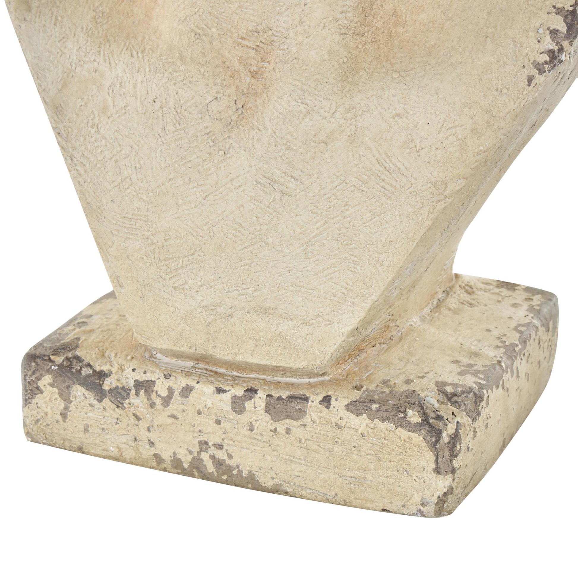 Woman Cream Magnesium Oxide Distressed Antique Greek Bust Indoor Outdoor Planter with Floral Accents