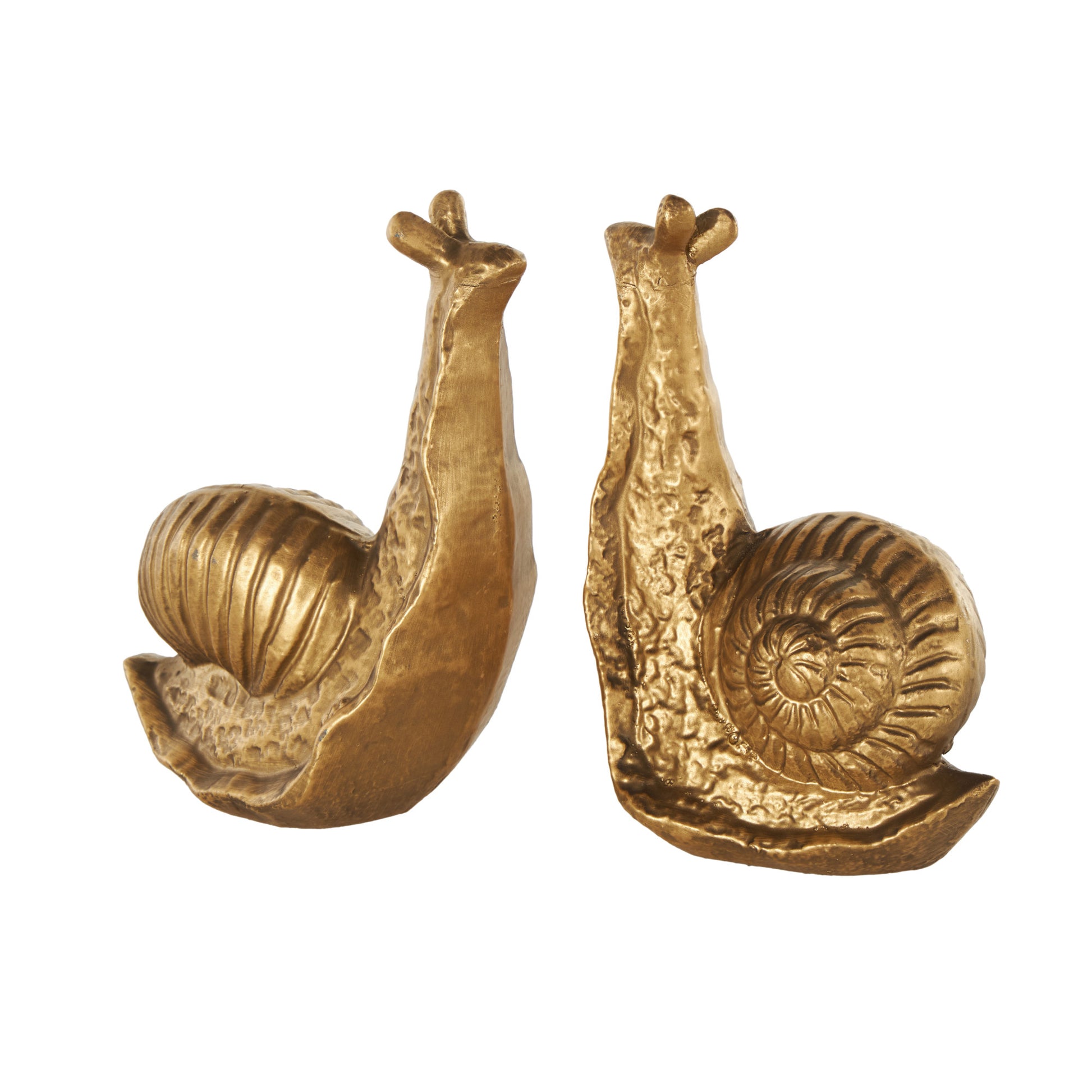 Set of 2 Snail Gold Metal Standing Decorative Bookends