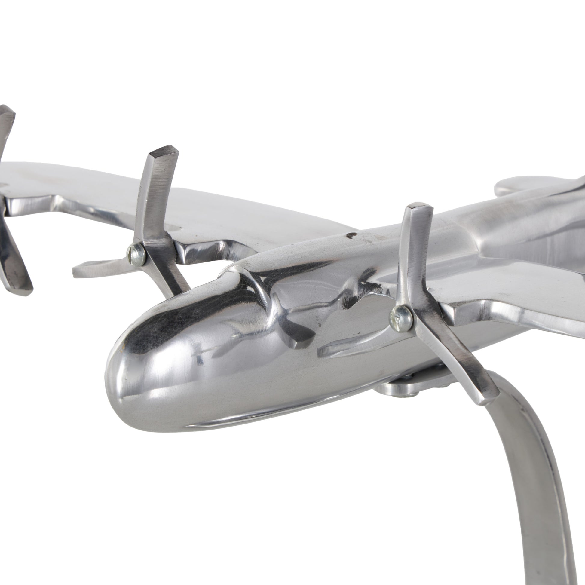 Airplane Silver Aluminum Metal Decorative Sculpture