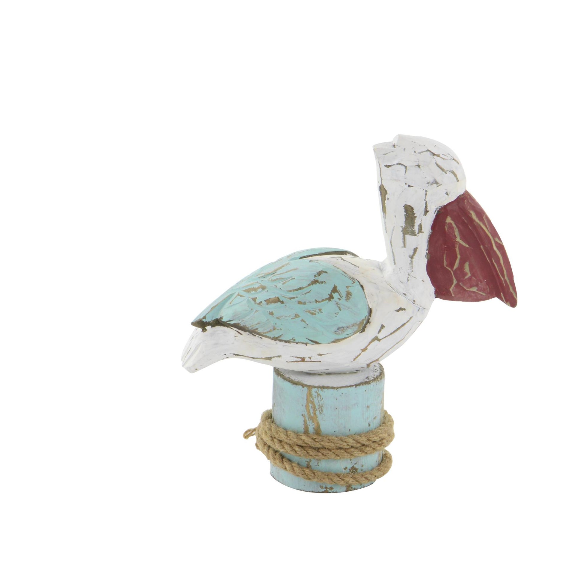 Pelican Multi Colored Wood Decorative Sculpture