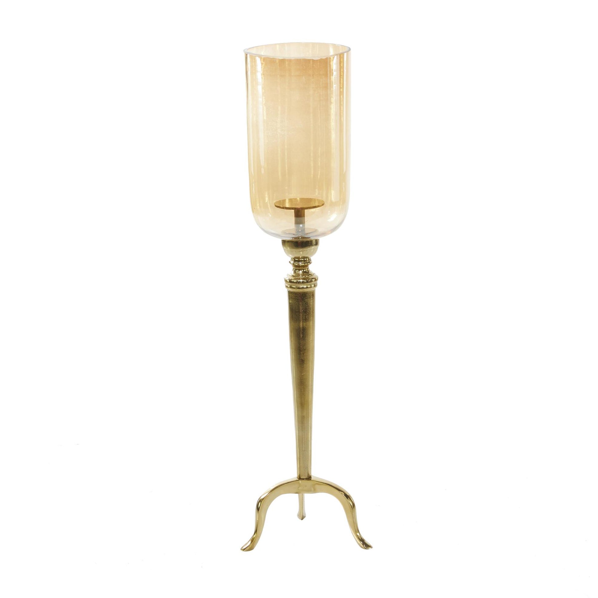 Gold Aluminum Metal Single Candle Room Hurricane Lamp