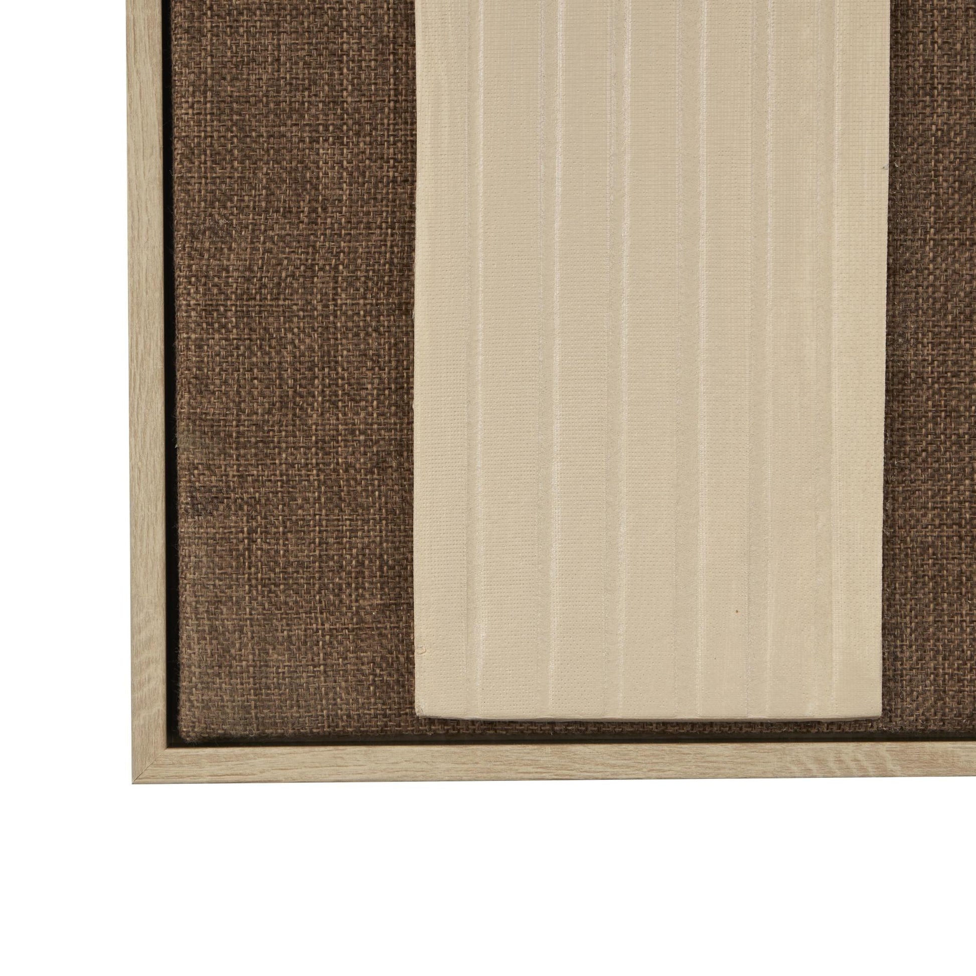 Abstract Dark Brown Polyester Living Room Framed Wall Art with Overlapping Tan Ribbed Arches