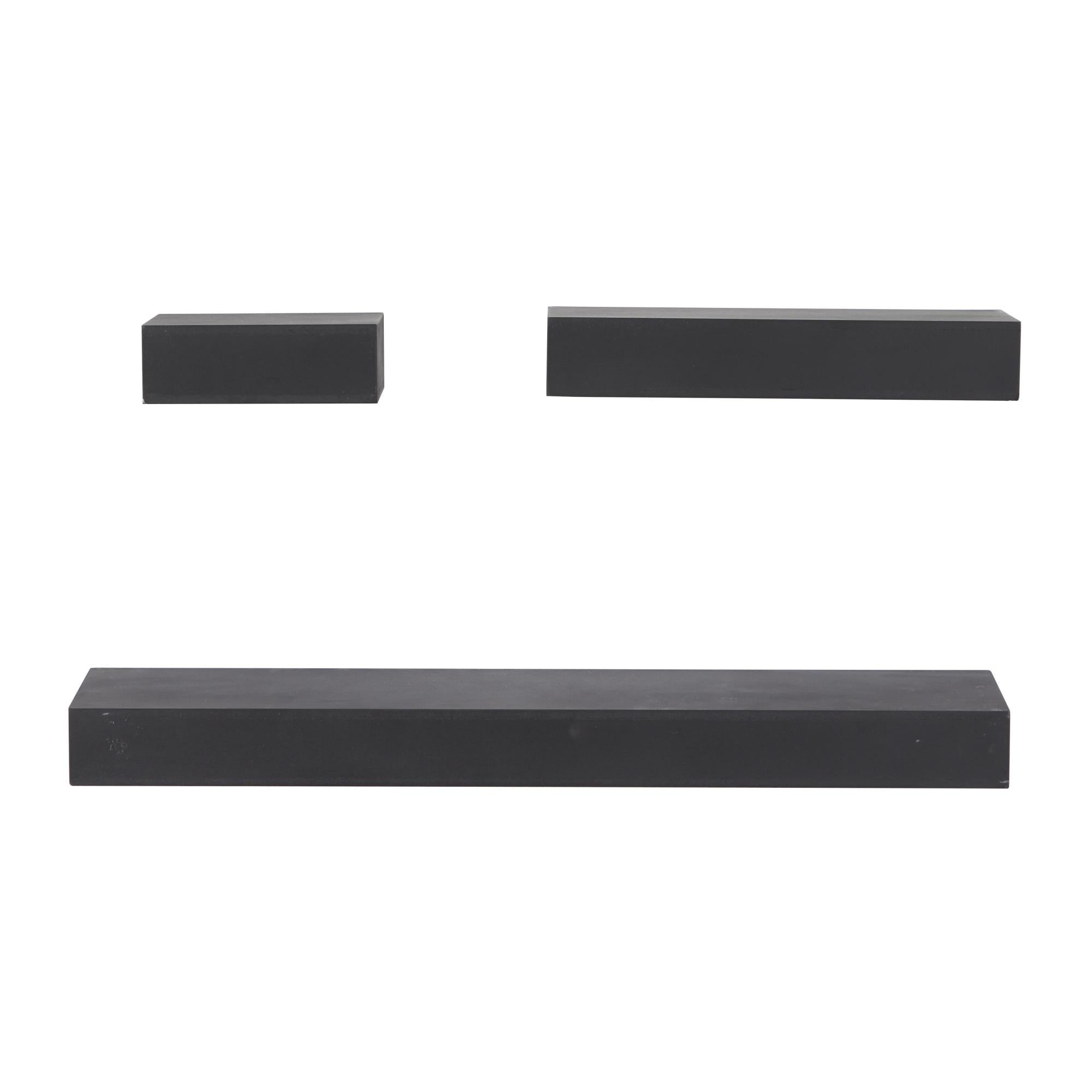 CosmoLiving by Cosmopolitan Set of 3 Black Wood 3 Shelves Room Wall Shelf