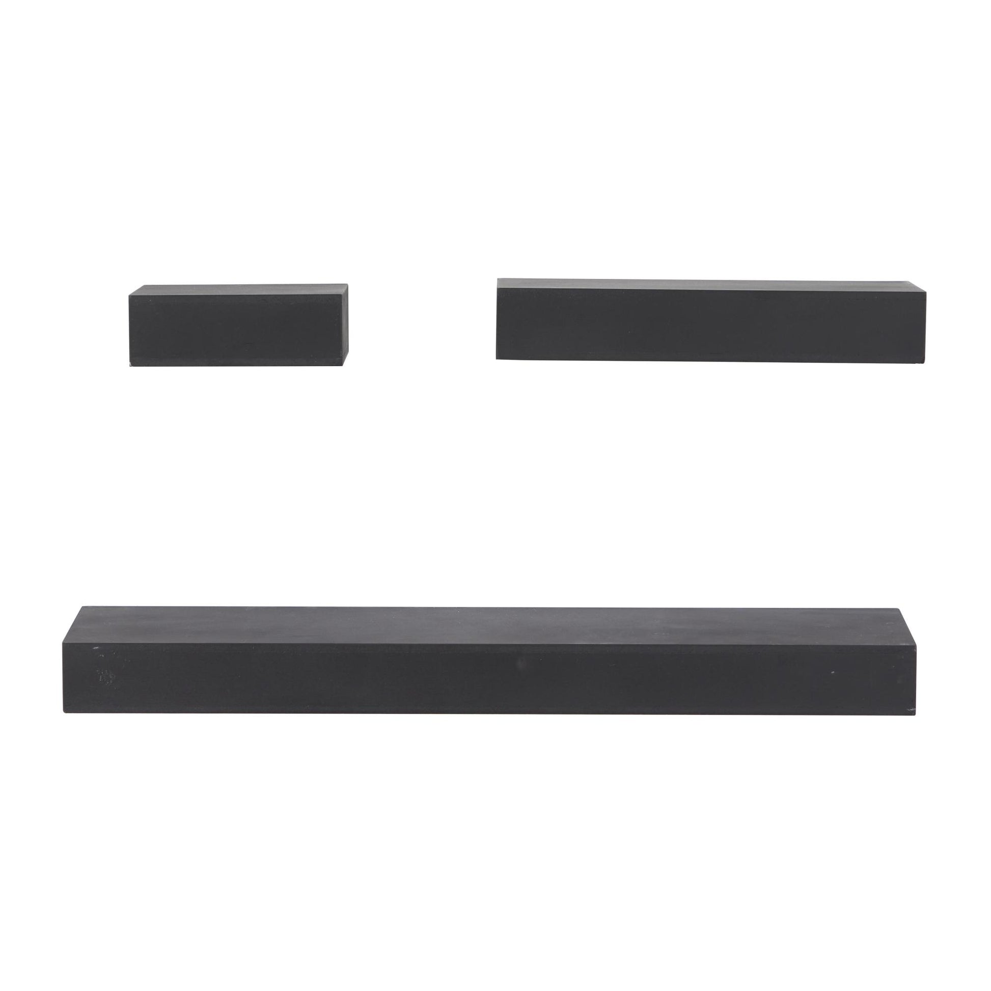 CosmoLiving by Cosmopolitan Set of 3 Black Wood 3 Shelves Room Wall Shelf