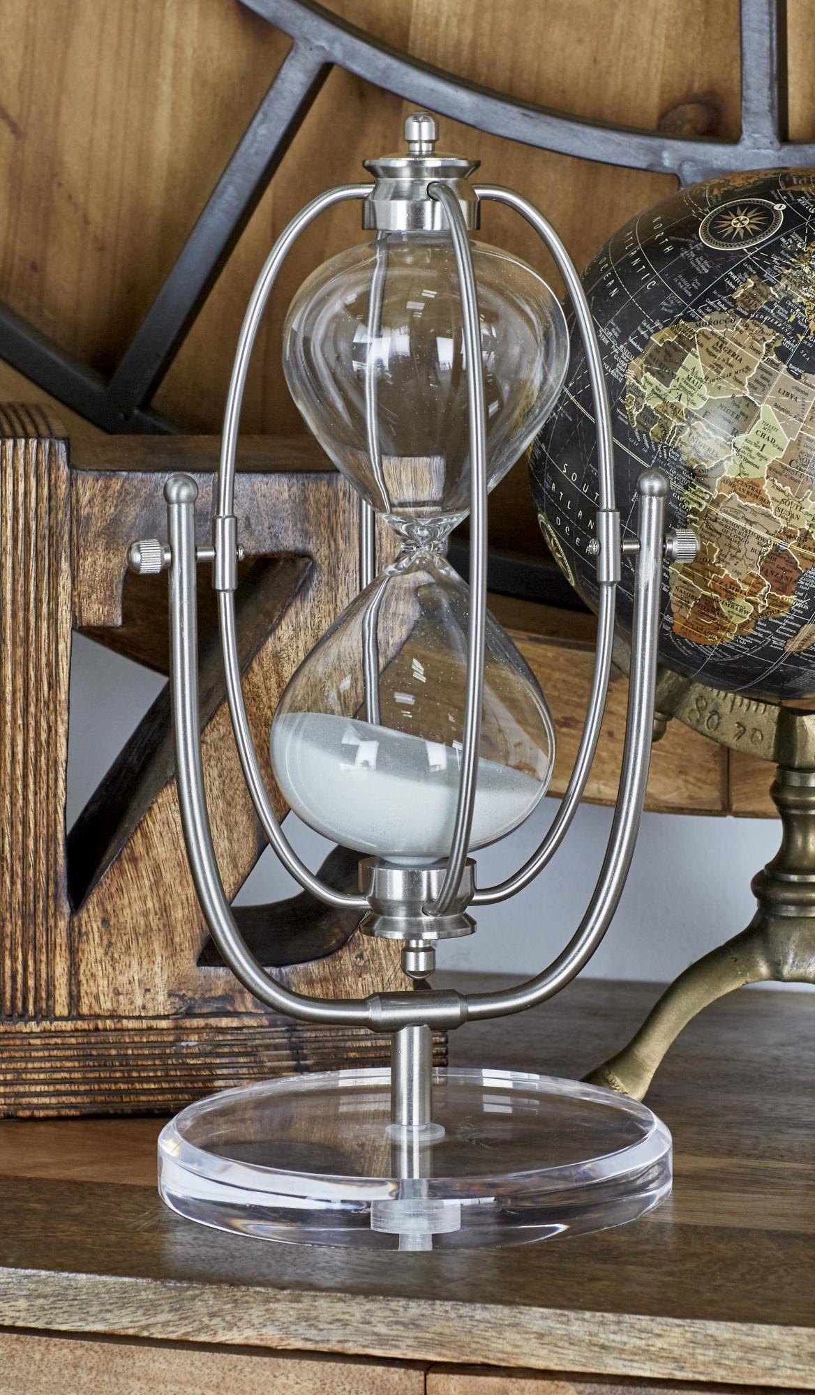 Silver Glass Hourglass Timer with Acrylic Base