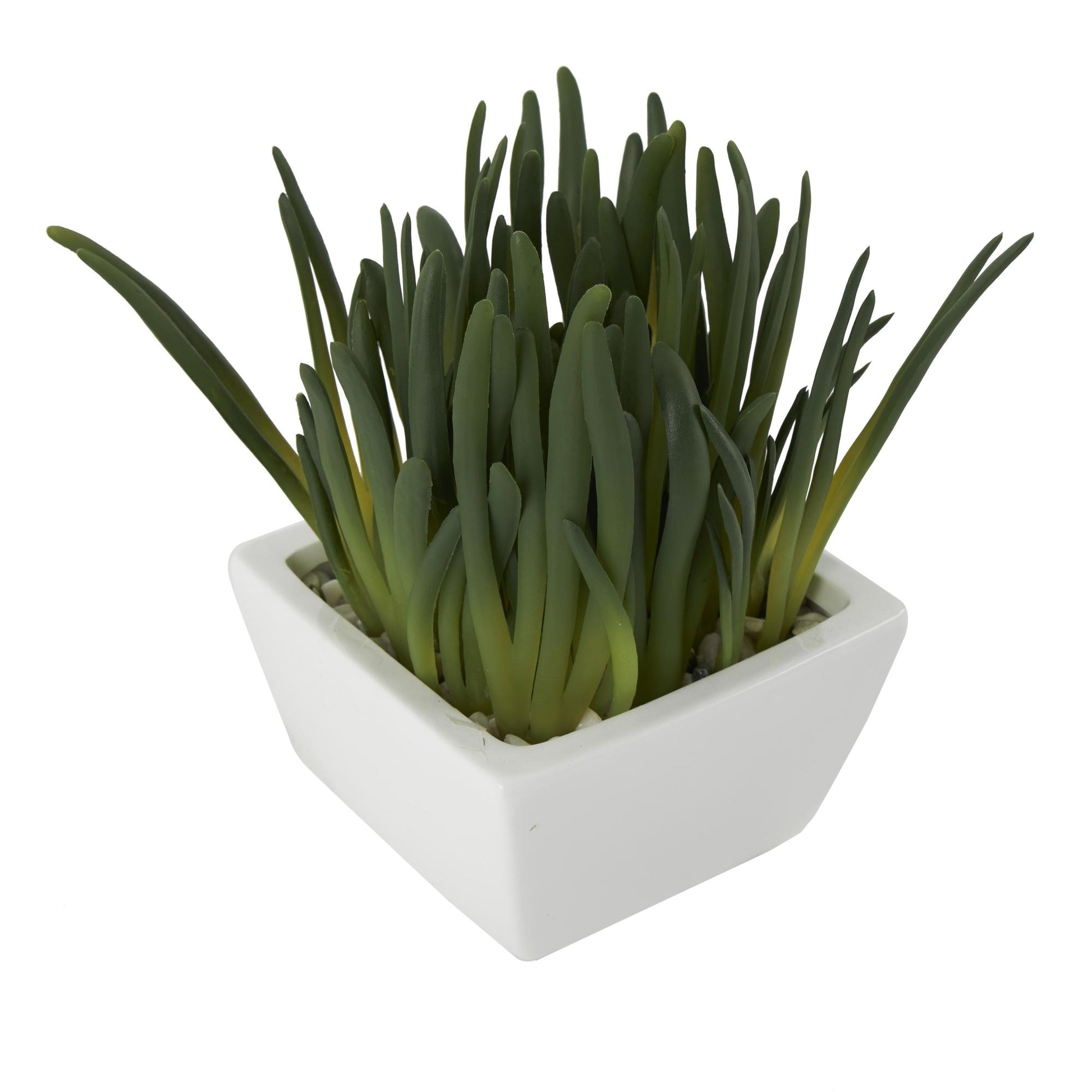 Succulent Green Faux Foliage Indoor Outdoor Artificial Plant with White Ceramic Pot