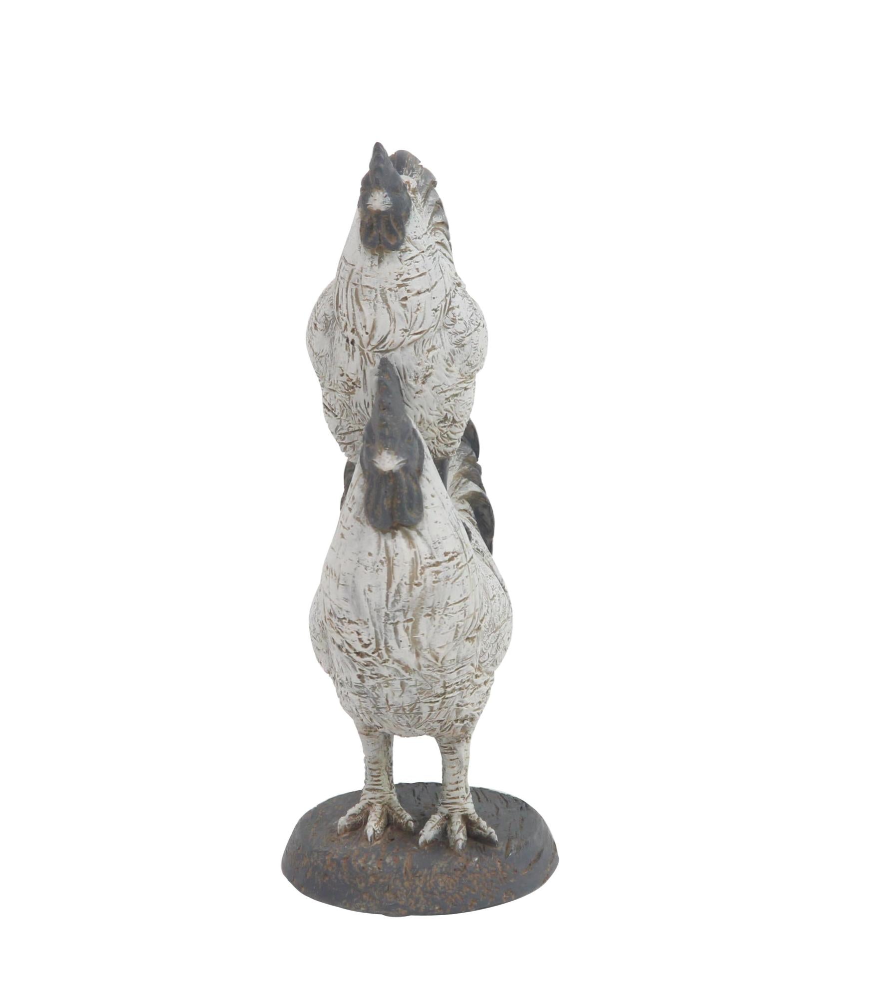 Rooster White Polyresin Decorative Sculpture