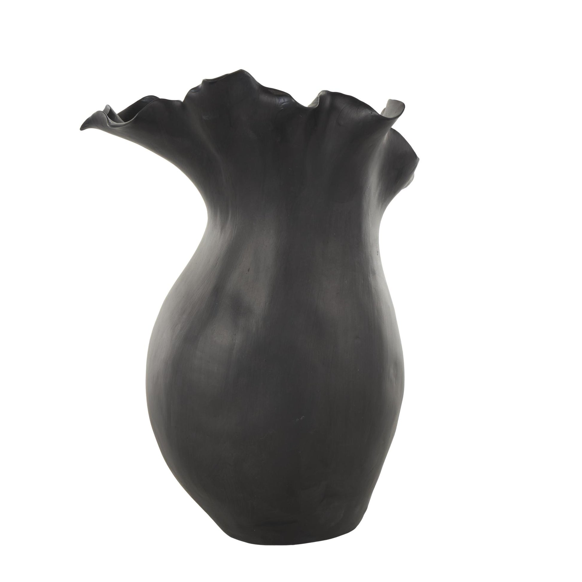 Abstract Ceramic Floral Inspired Decorative Vase with Wavy Folded Rim