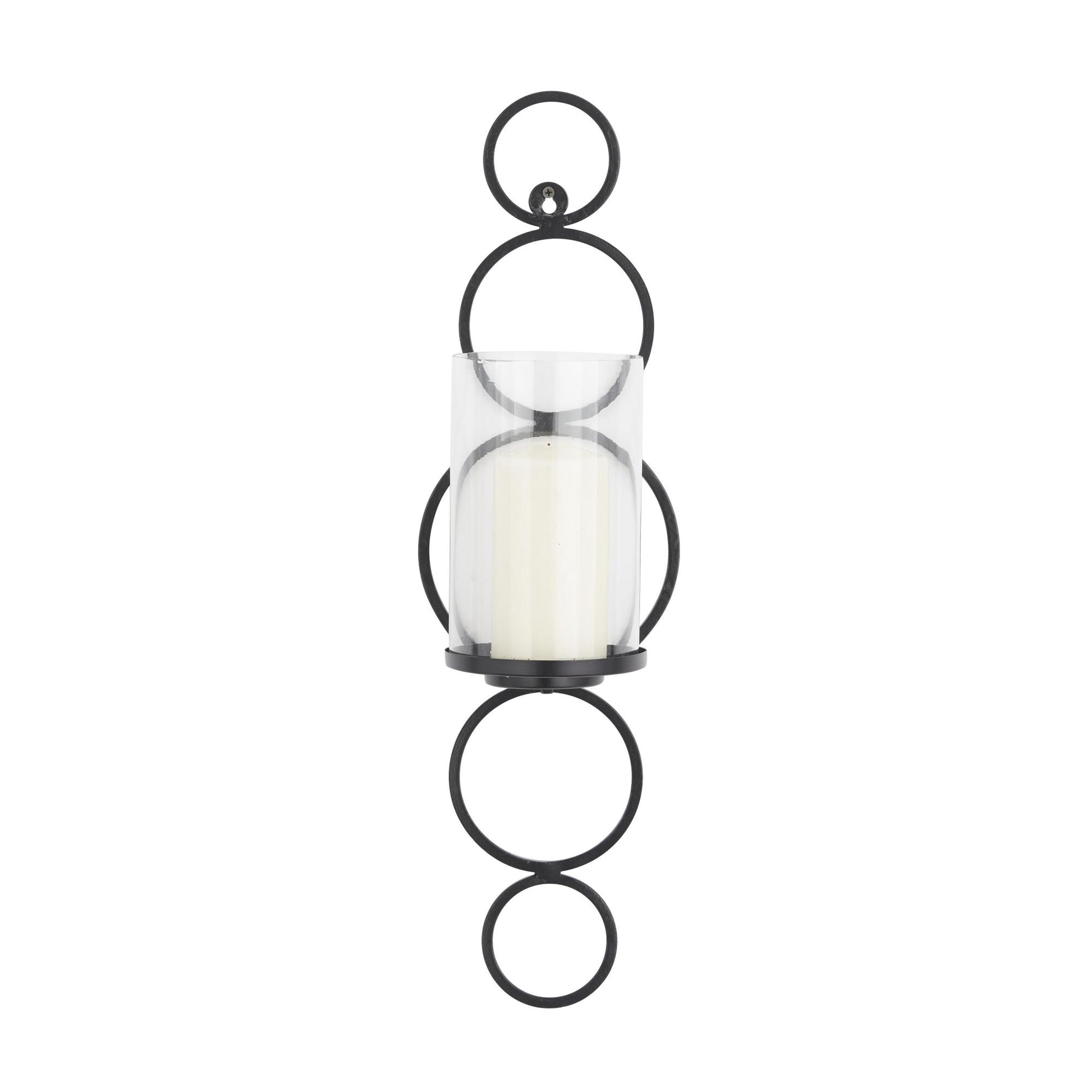CosmoLiving by Cosmopolitan Metal Single Candle Indoor Outdoor Wall Sconce with Glass Holder