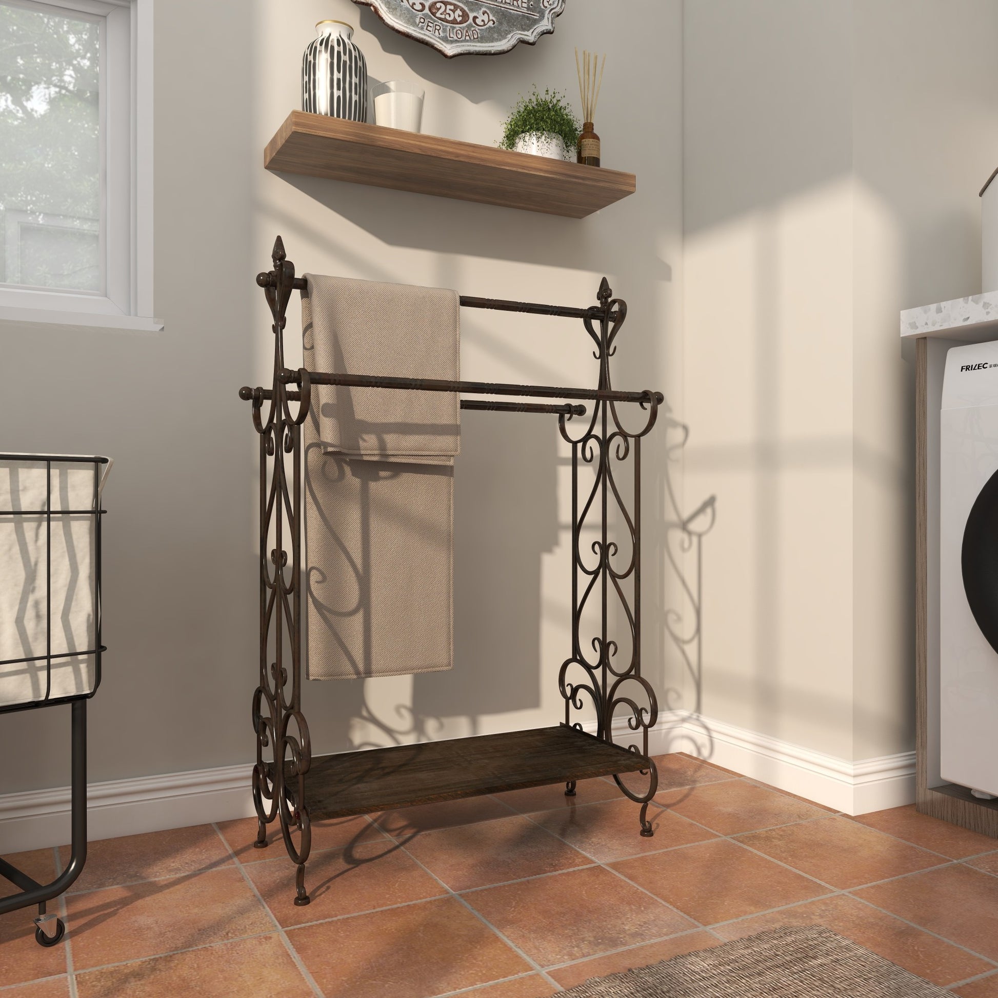 Scroll Black Wood Closet Quilt Rack