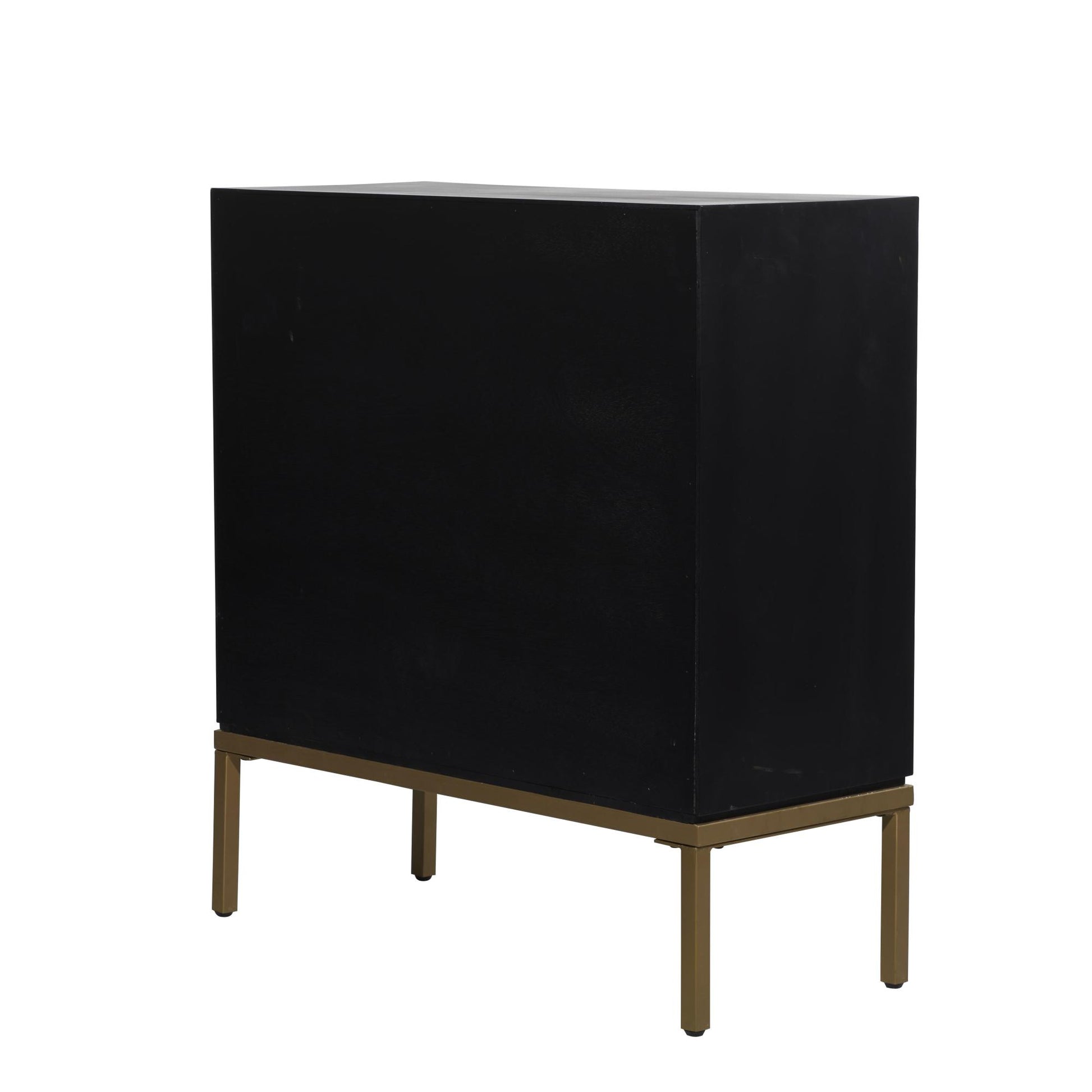 Geometric Bronze Wood Relief Ripple Design 2 Door Room Cabinet with Crescent Moon Handles