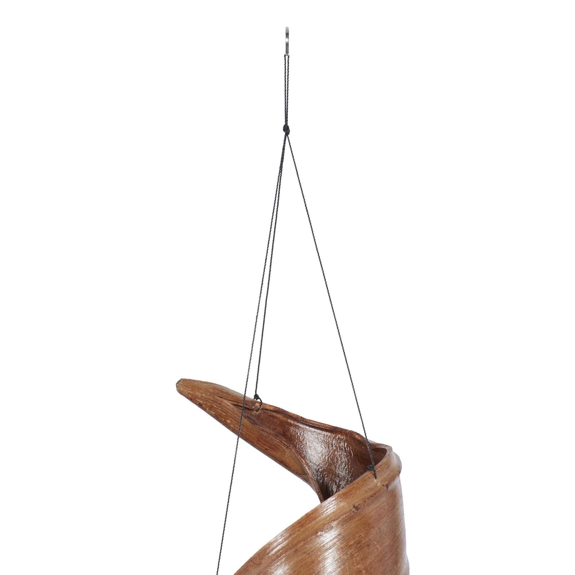Geometric Teal Shell Spiral Waterfall Indoor Outdoor Windchime with Black Rope