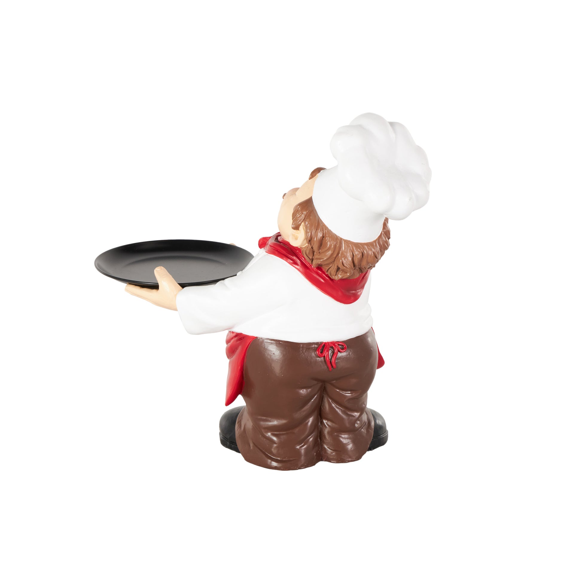 Chef White Polystone Kitchen Decorative Figurine Decorative Sculpture with Black Tray