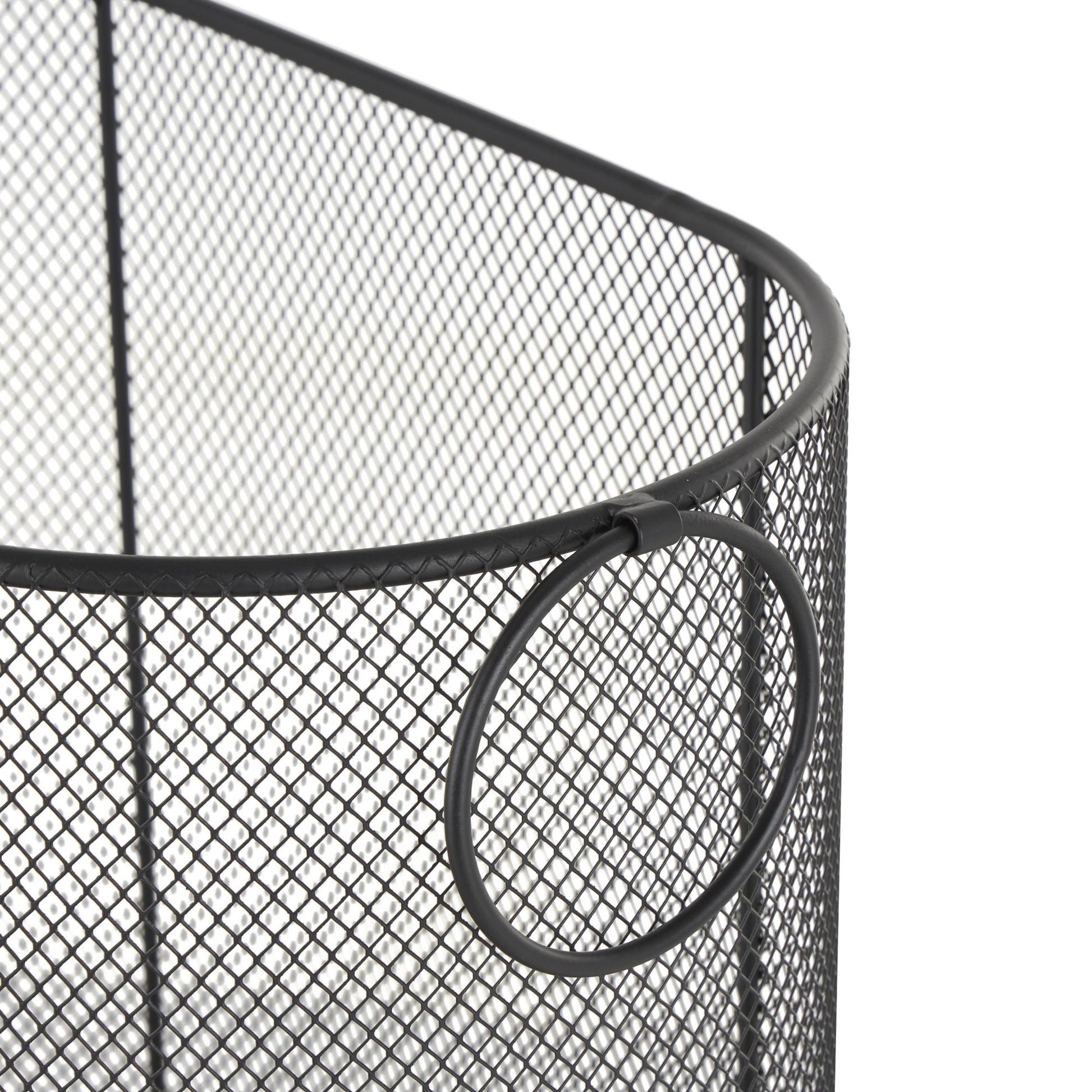 Metal Oval Mesh Wire Rolling Laundry Mobile Storage Cart with Ring Handles