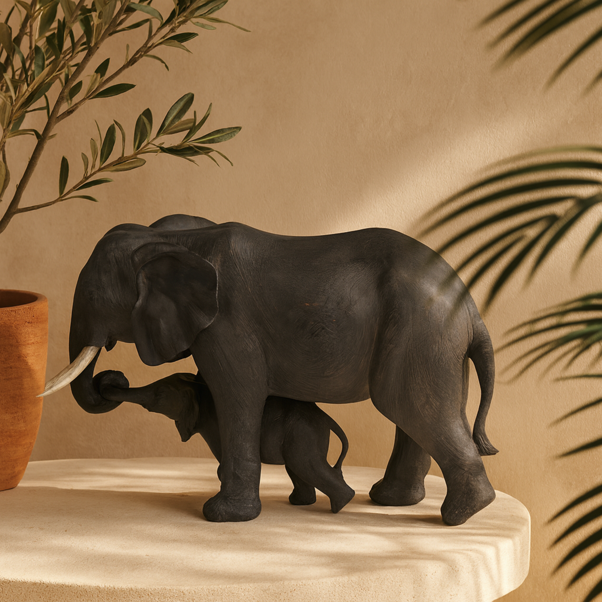 Elephant Gray Polystone Decorative Sculpture
