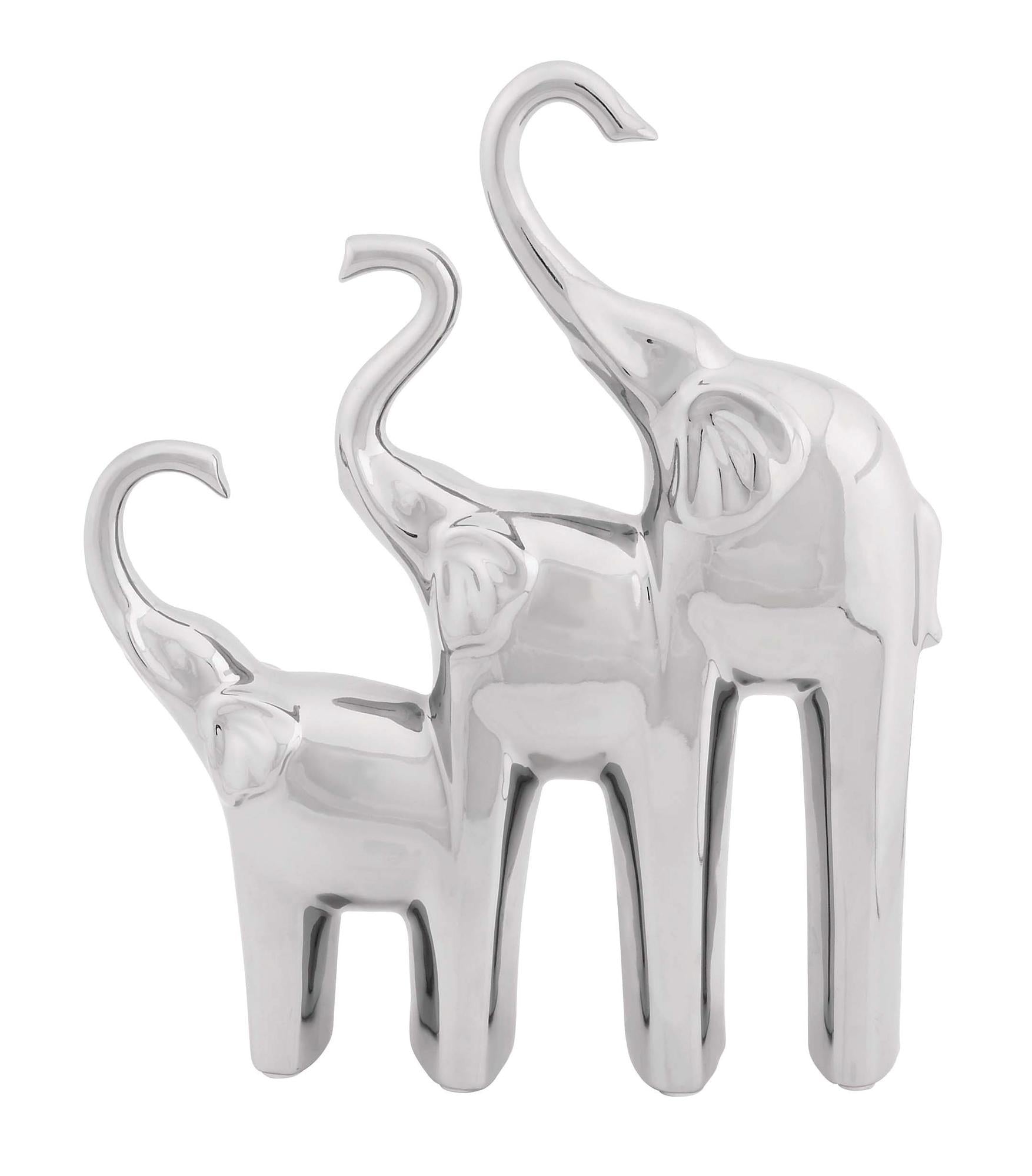 Elephant Silver Ceramic Decorative Sculpture