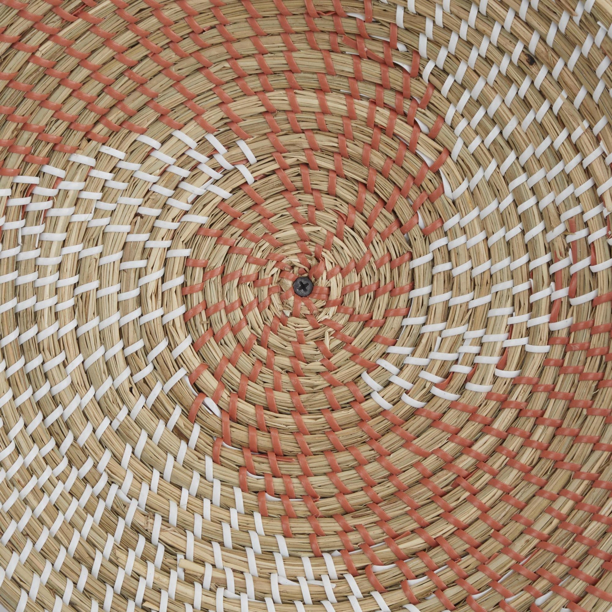 Set of 6 Plate Orange Seagrass Handmade Patterned Basket Home Wall Decor