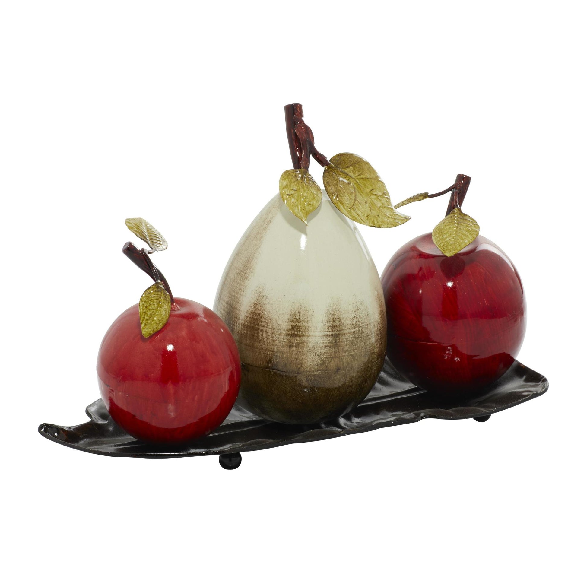 Fruit Red Metal Decorative Sculpture with Platter