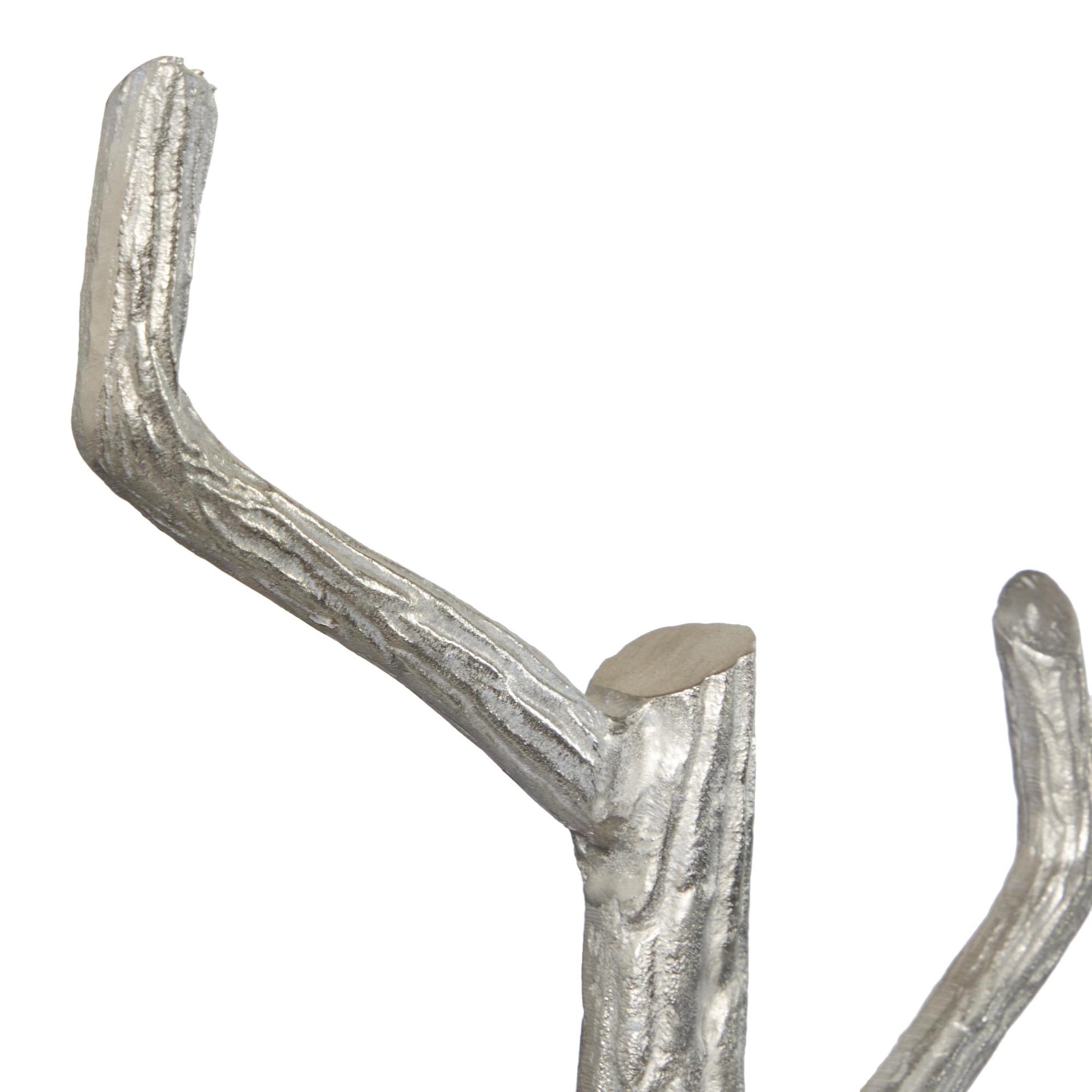 Tree Silver Aluminum Metal Branch 6 Hook Freestanding Coat Rack