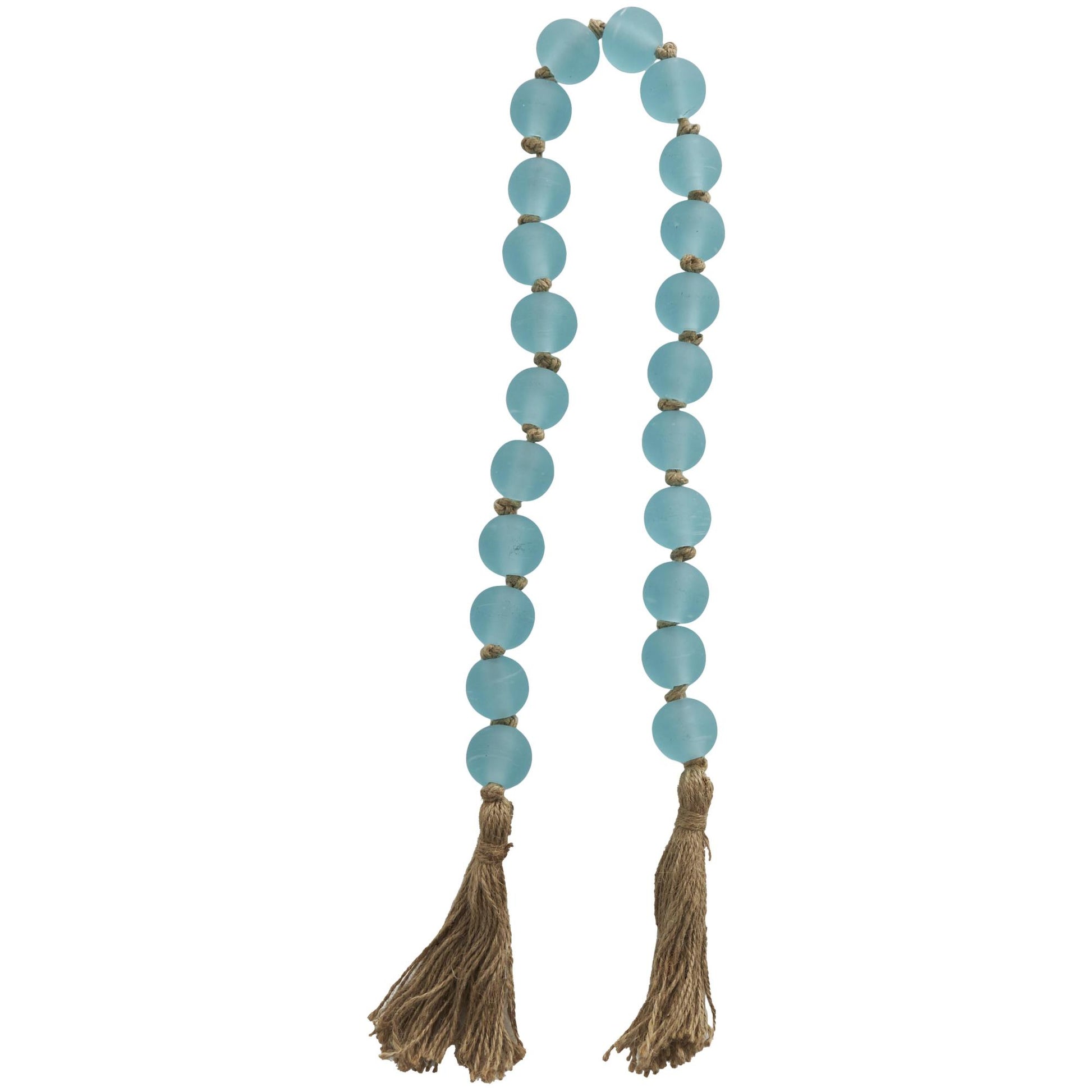 Glass Handmade Round Beaded Garland with Tassel with Knotted Brown Jute