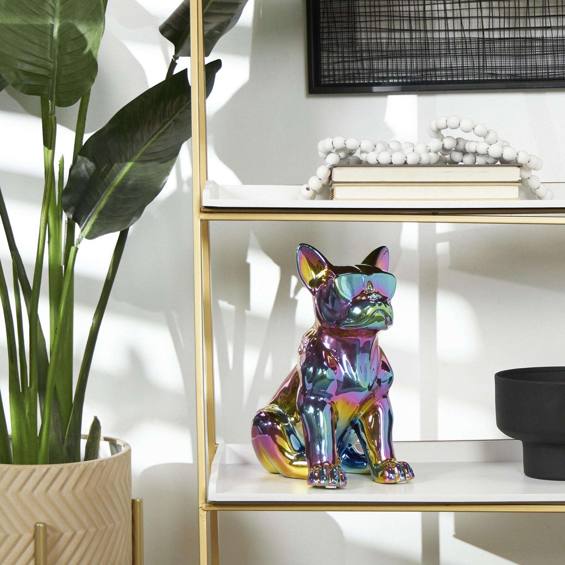 CosmoLiving by Cosmopolitan Bulldog Ceramic Decorative Sculpture with Sunglasses