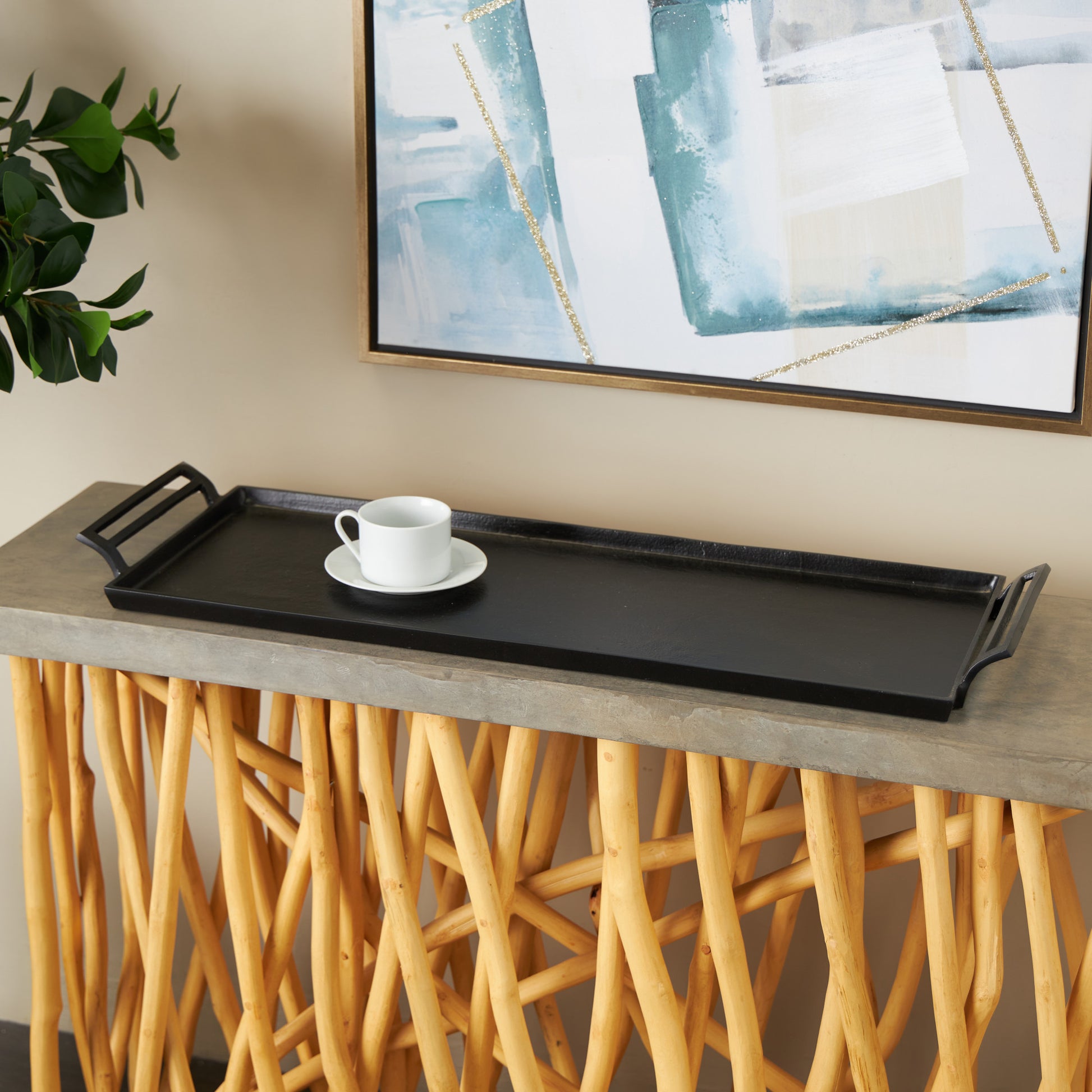 Aluminum Metal Living Room Decor Tray with Handles