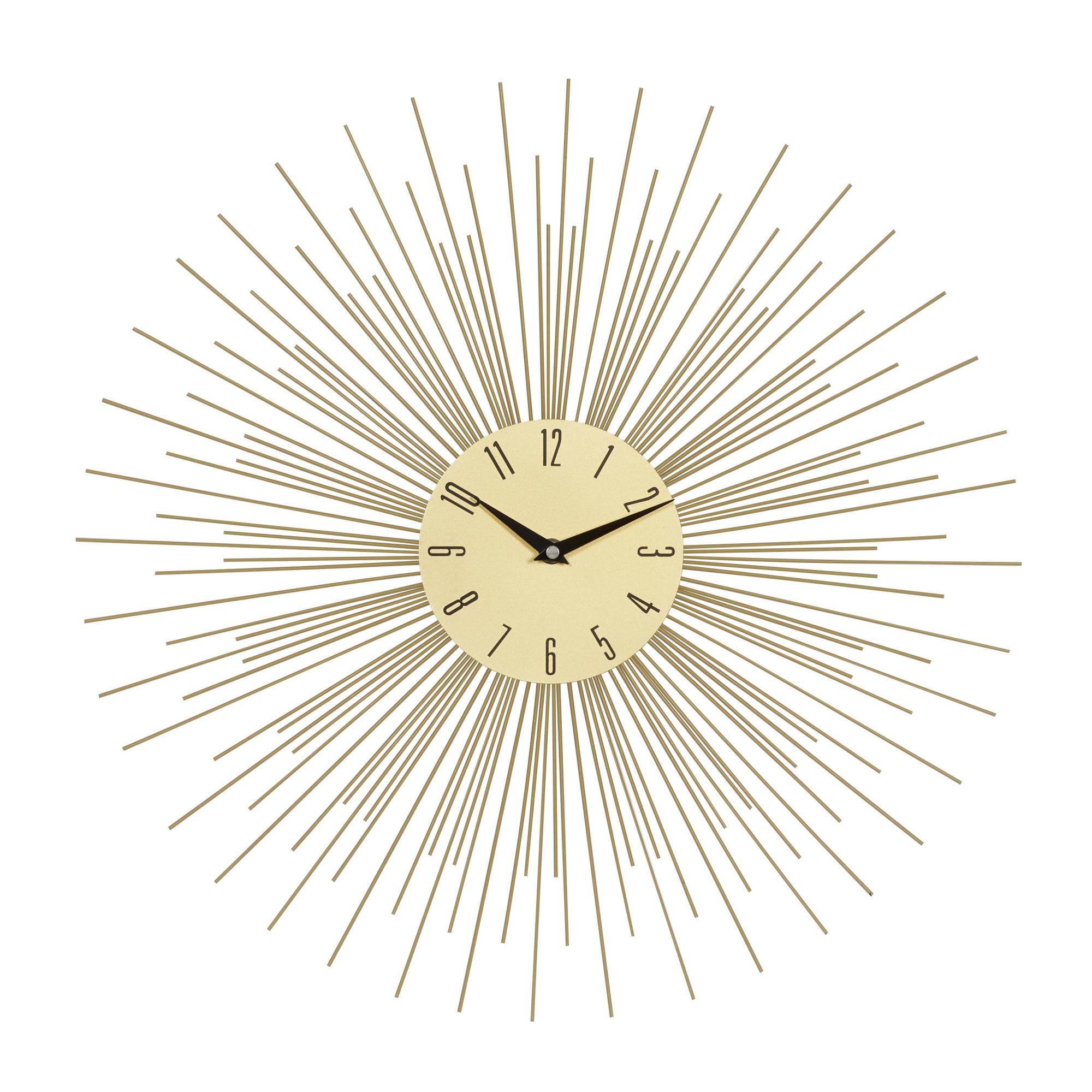 Starburst Gold Metal Decorative Wall Clock with Black Accents