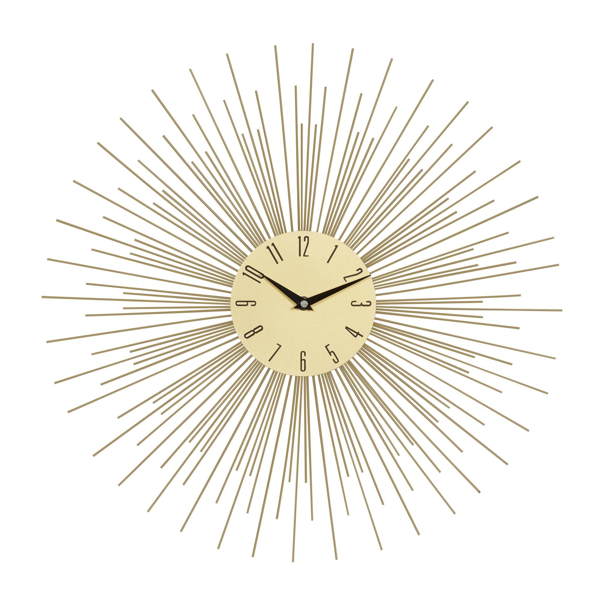 Starburst Gold Metal Decorative Wall Clock with Black Accents