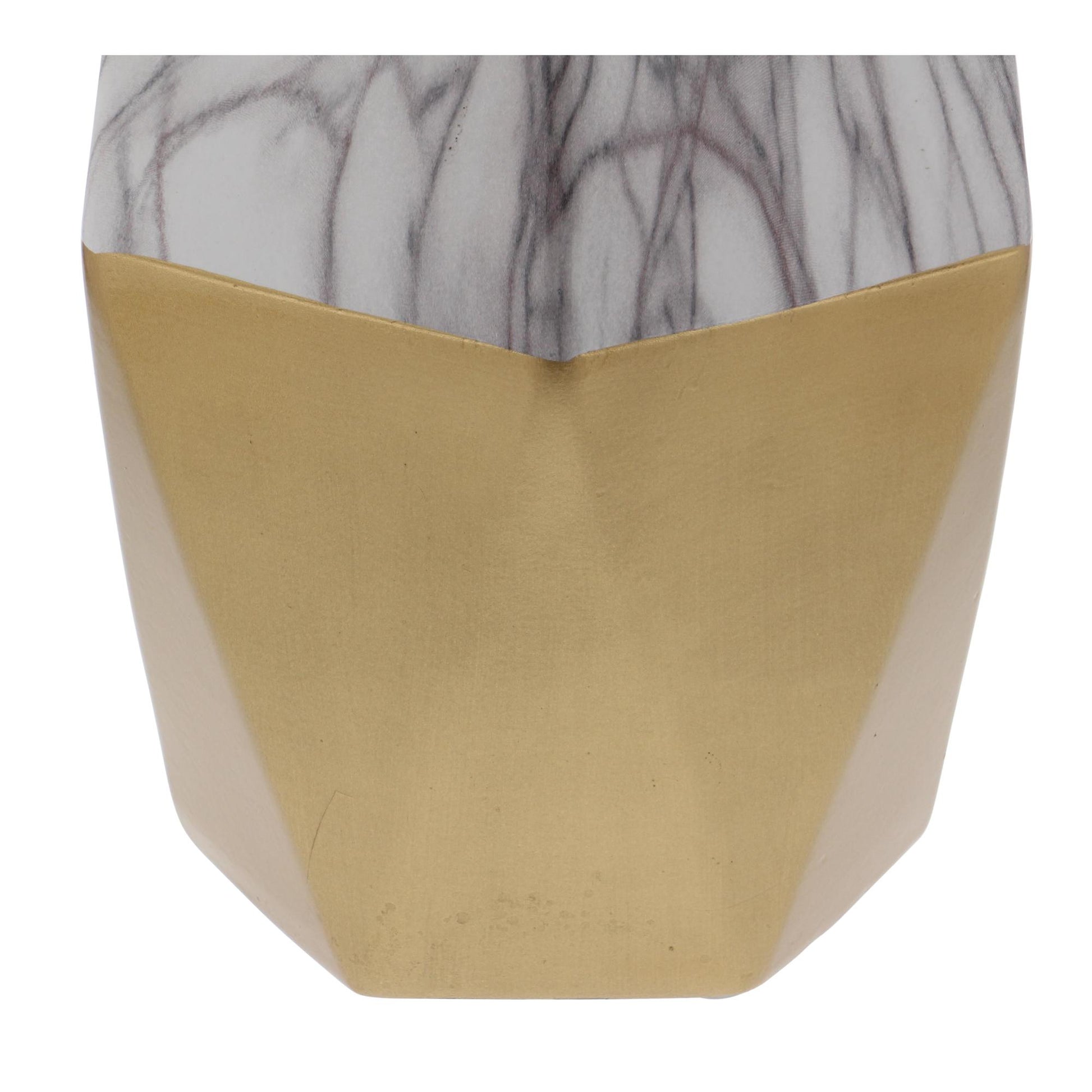 Ceramic Faux Marble Decorative Vase with Gold Base 8" x 7" x 18"