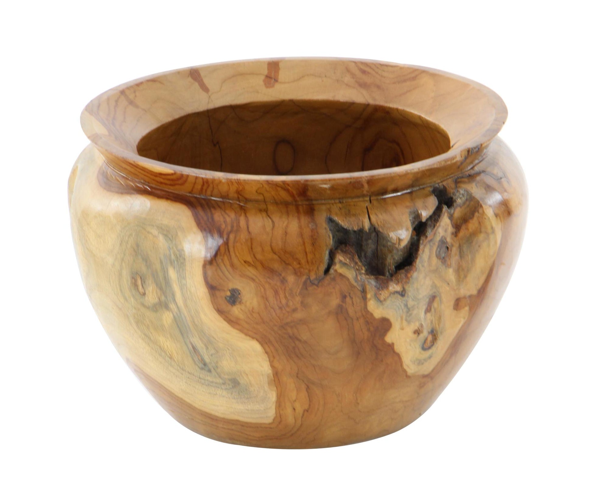 Brown Teak Wood Handmade Live Edge Free Form Large Decorative Bowl