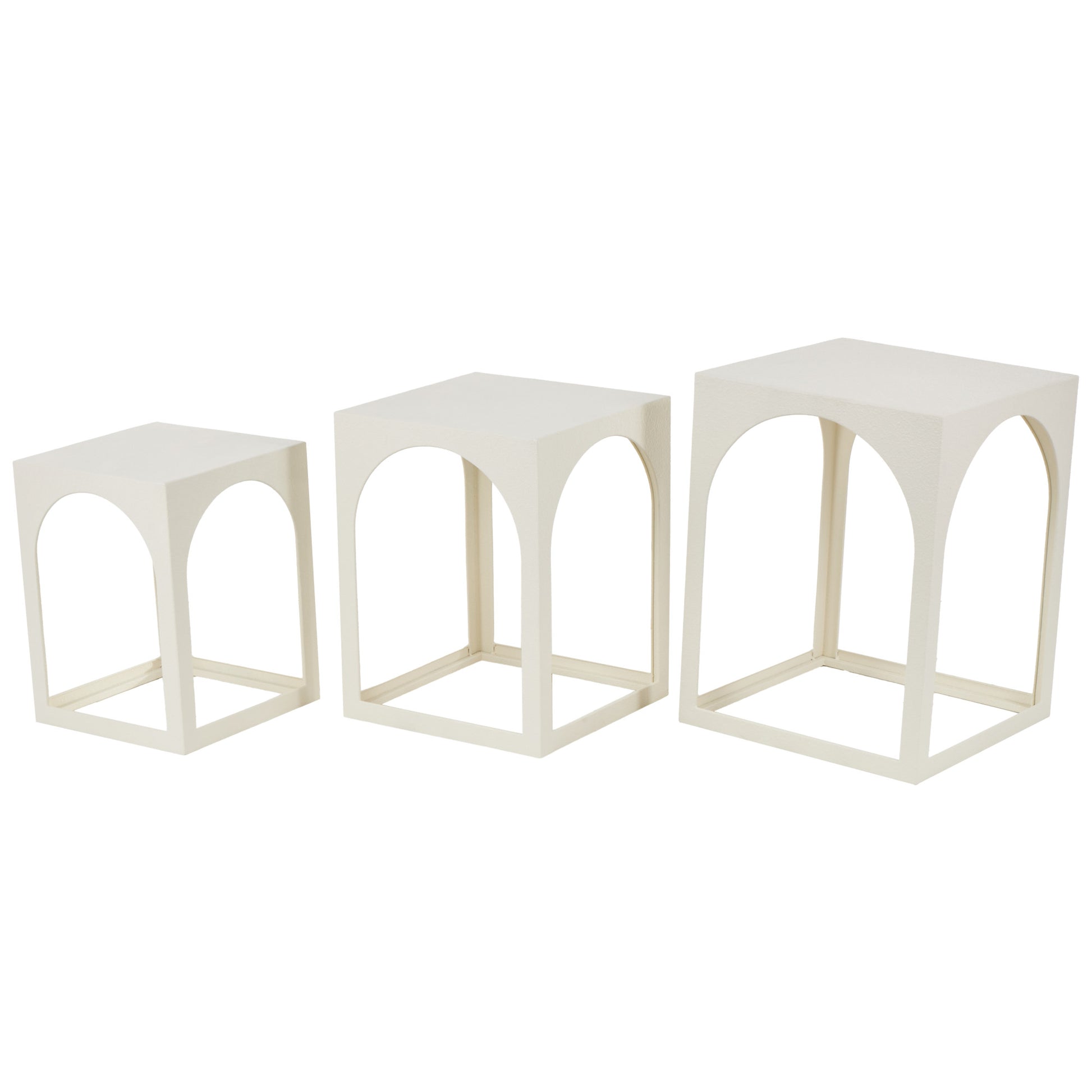Set of 3 Metal Nested Side End Accent Table with Arched Cutouts