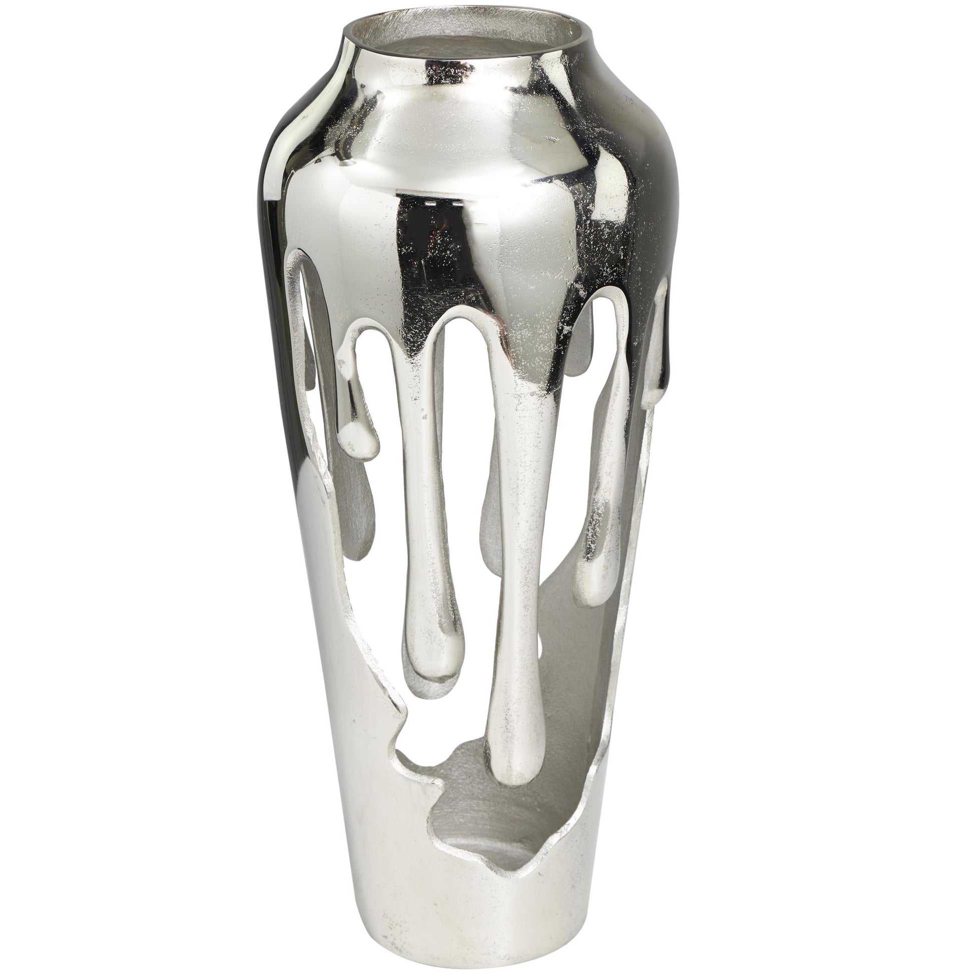 Abstract Aluminum Metal Drip Decorative Vase with Melting Designed Body