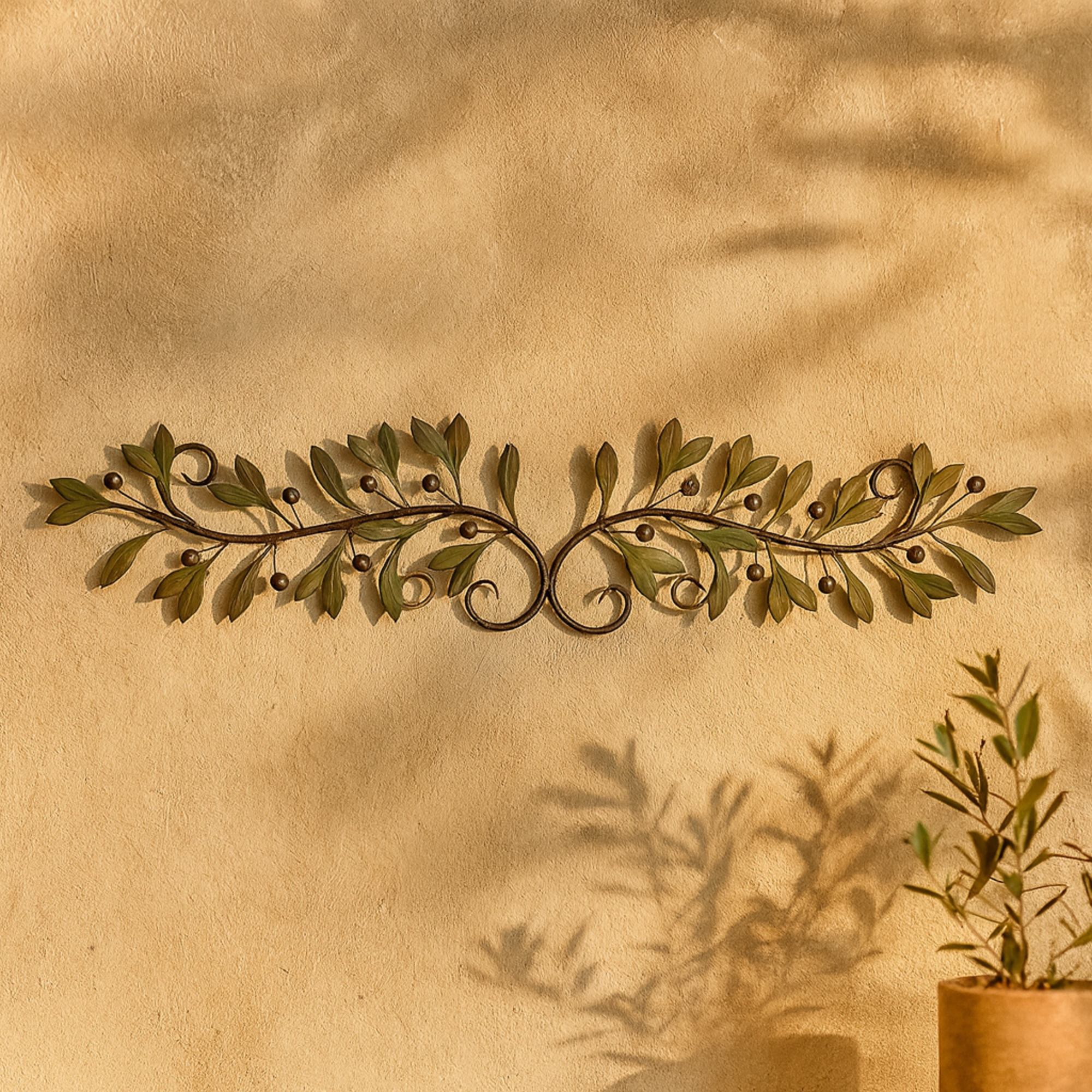 Leaf Metal Long Horizontal Vine Home Wall Decor 48" x 1" x 9"