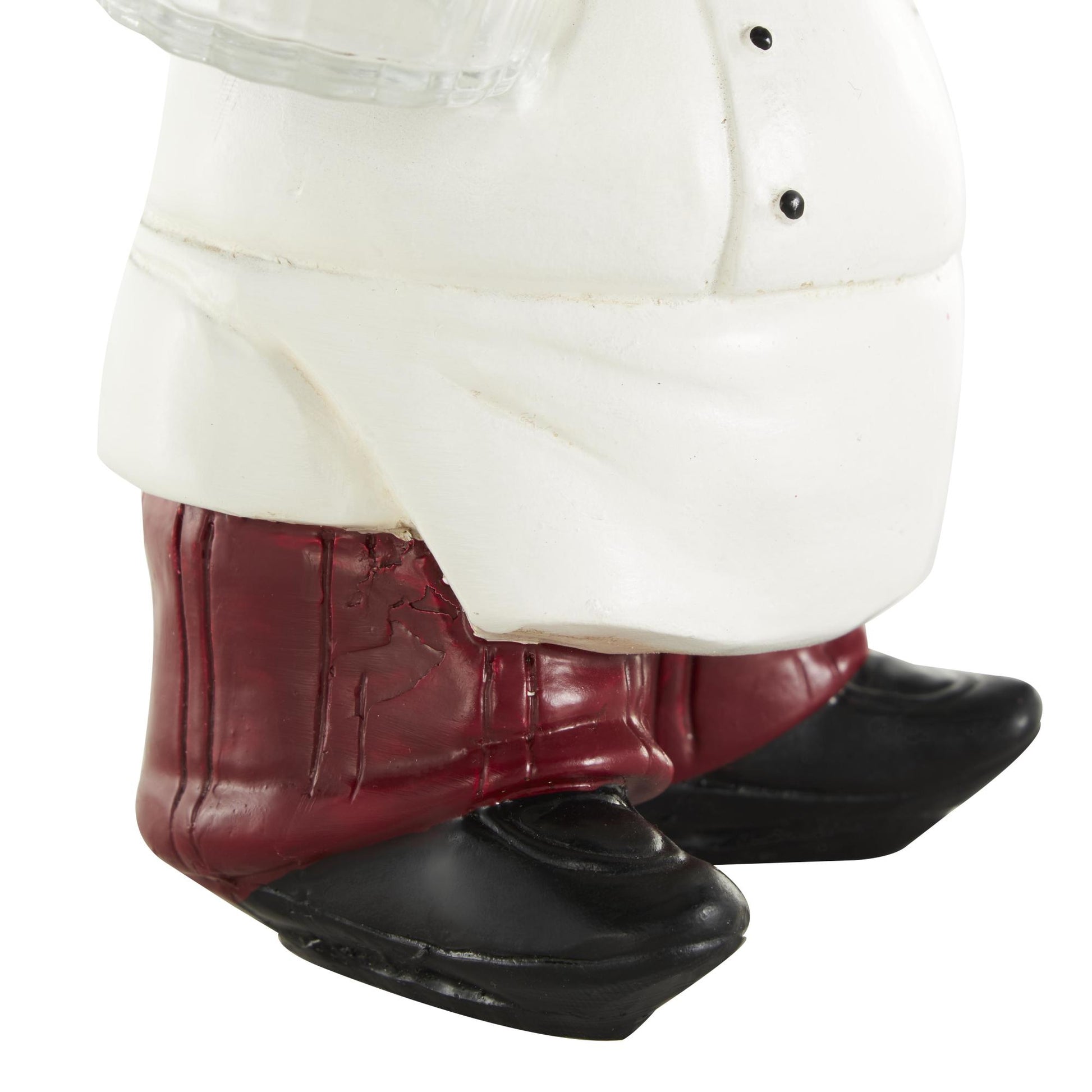Chef White Polystone Figurine Decorative Salt and Pepper Shaker Holder with Red Accents