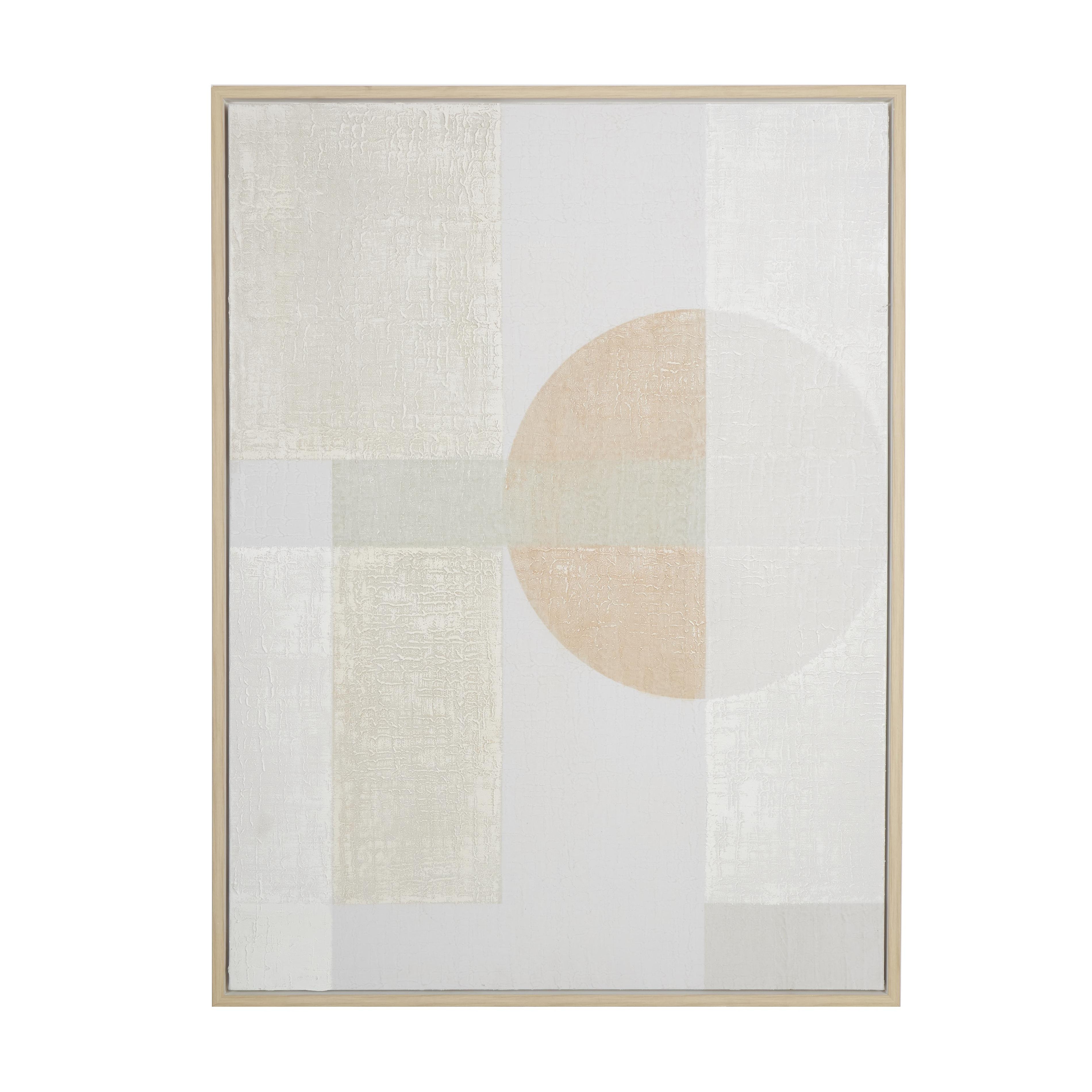 Geometric Canvas Mid Century Modern Shape Living Room Framed Wall Art with Light Wood Frame