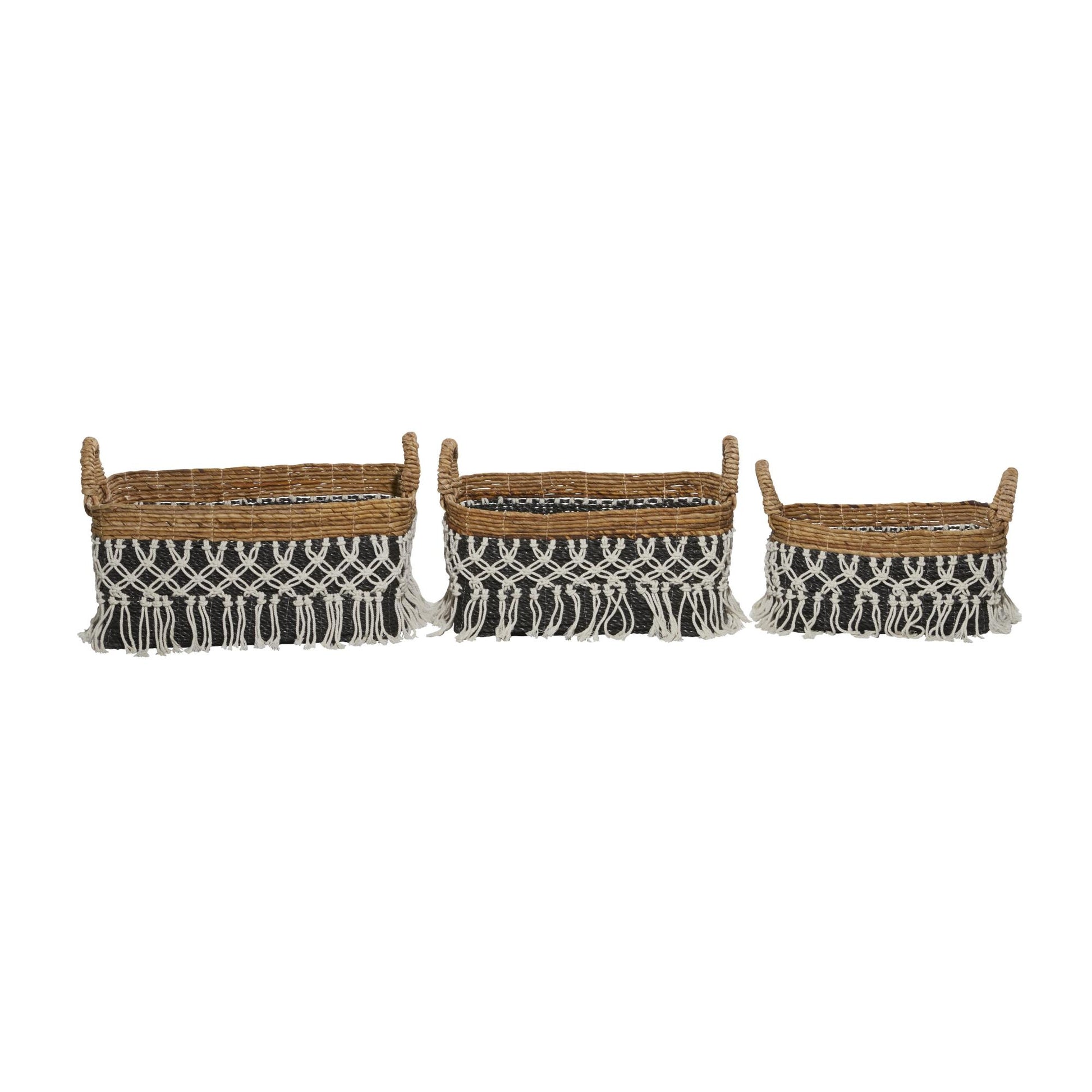 Set of 3 Black Banana Leaf Handmade Storage Basket