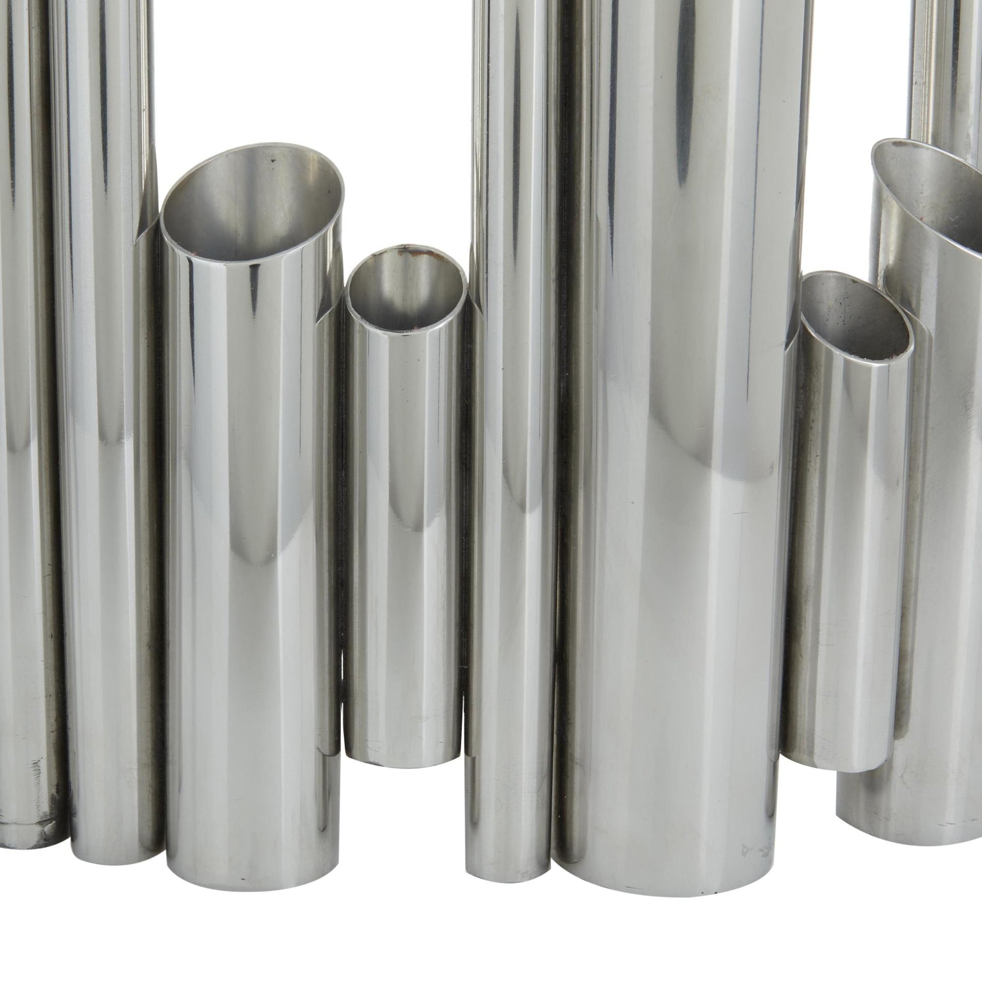 CosmoLiving by Cosmopolitan Silver Stainless Steel Metal Organ Pipe Tube Decorative Vase