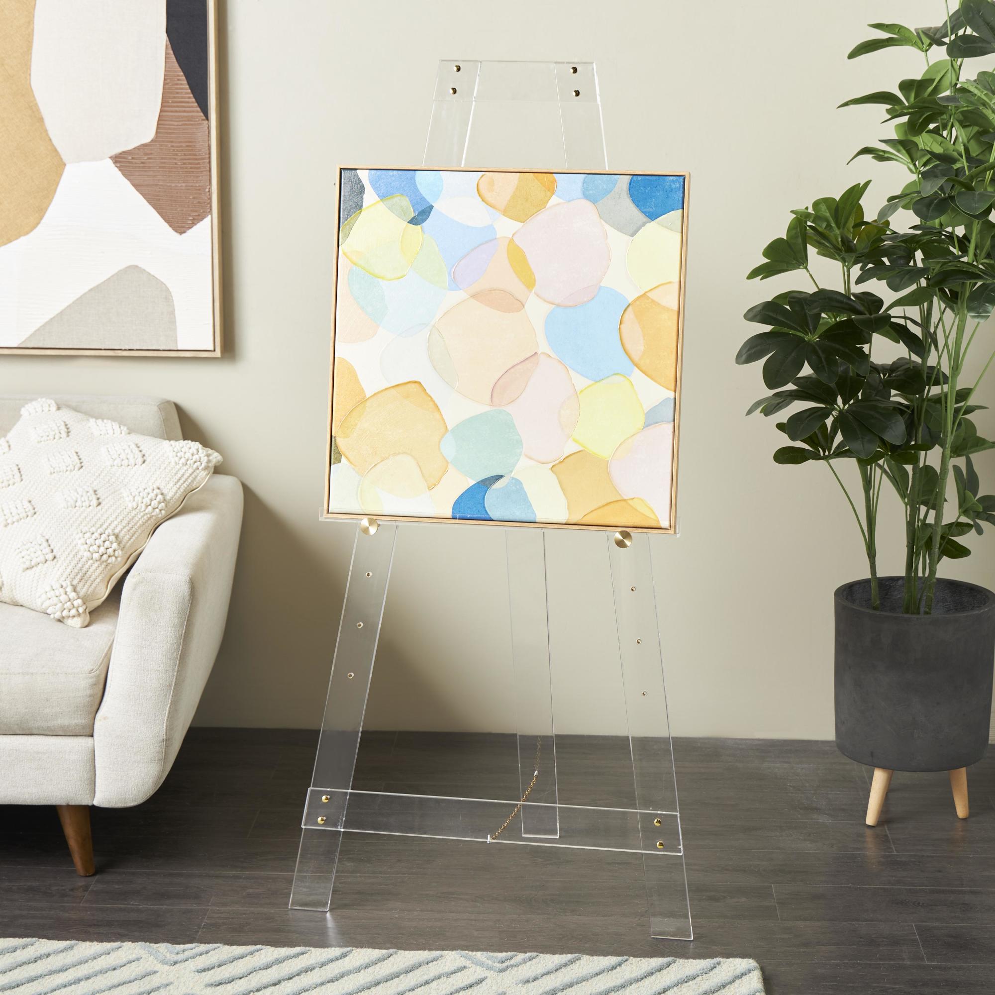 Acrylic Plastic Adjustable 7 Tier Display Easel with Gold Metal Hardware and Chain Support 24" x 17" x 57"