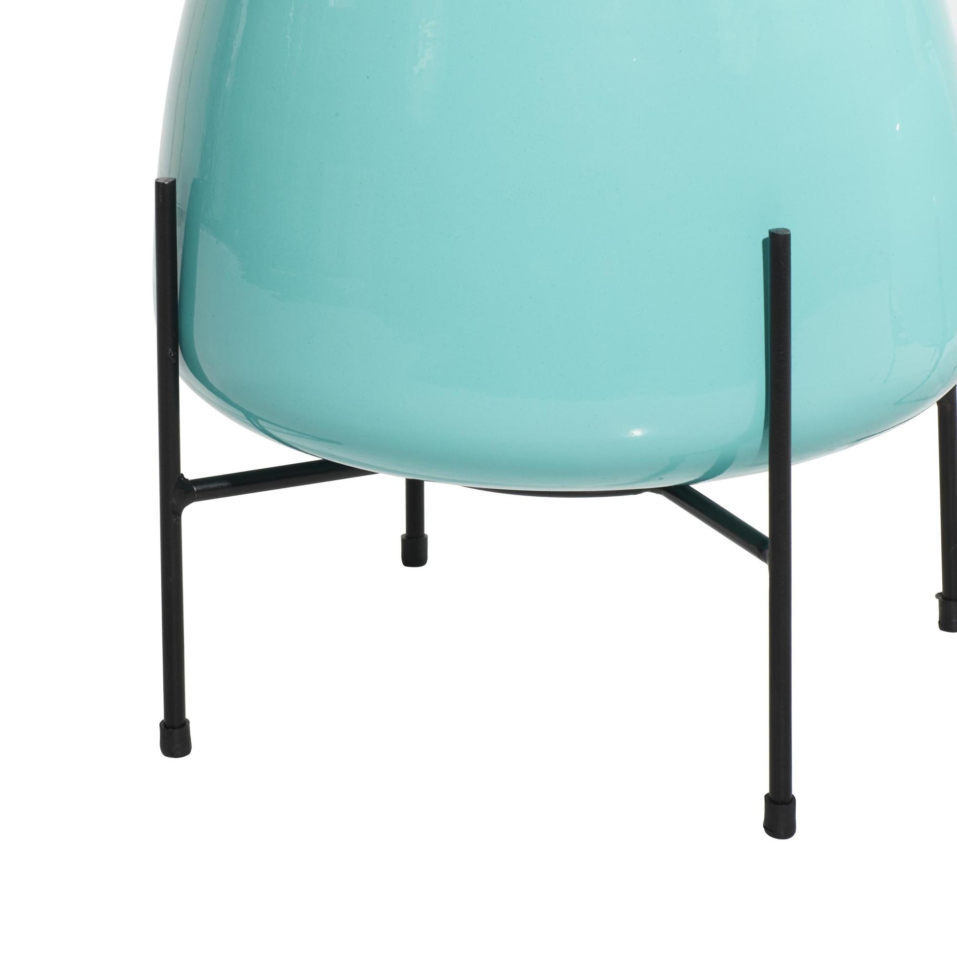 Set of 2 Metal Rounded Dome Indoor Outdoor Planter with Removable Stand