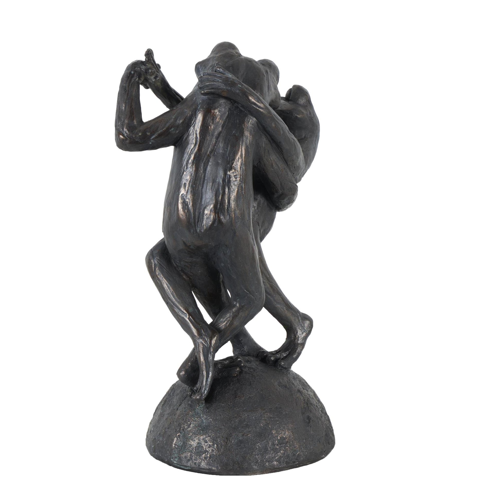 Frog Bronze Resin Patina Dancing Decorative Sculpture with Rock Base
