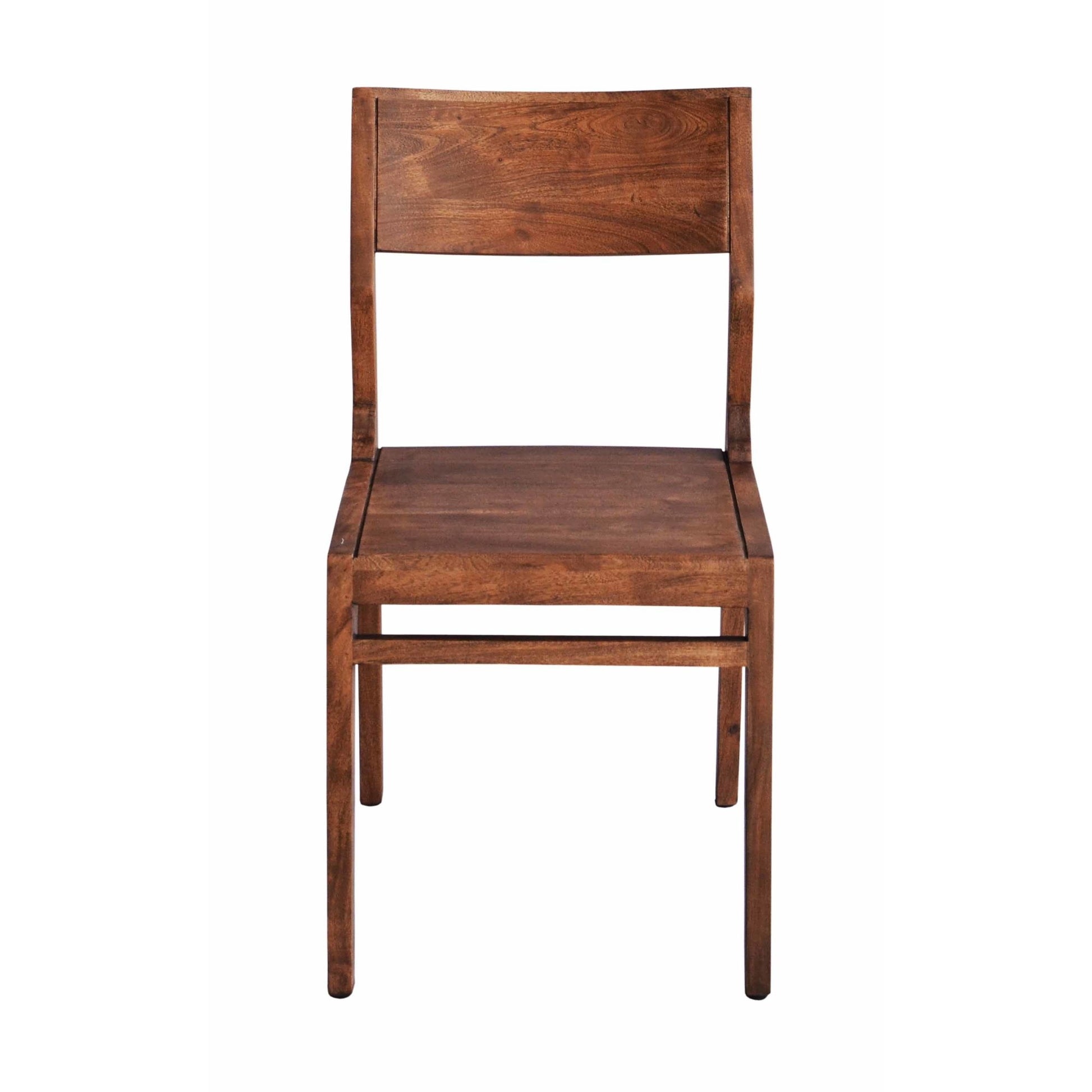 Brown Wood Kitchen Dining Chair with Angled Back Rest and Natural Wood Grains